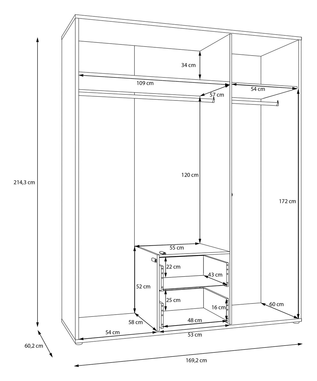 Omara S Klasičnimi Vrati Alice, Bela - bela/visoki sijaj, Trend, leseni material (169/214/60cm) - Carryhome
