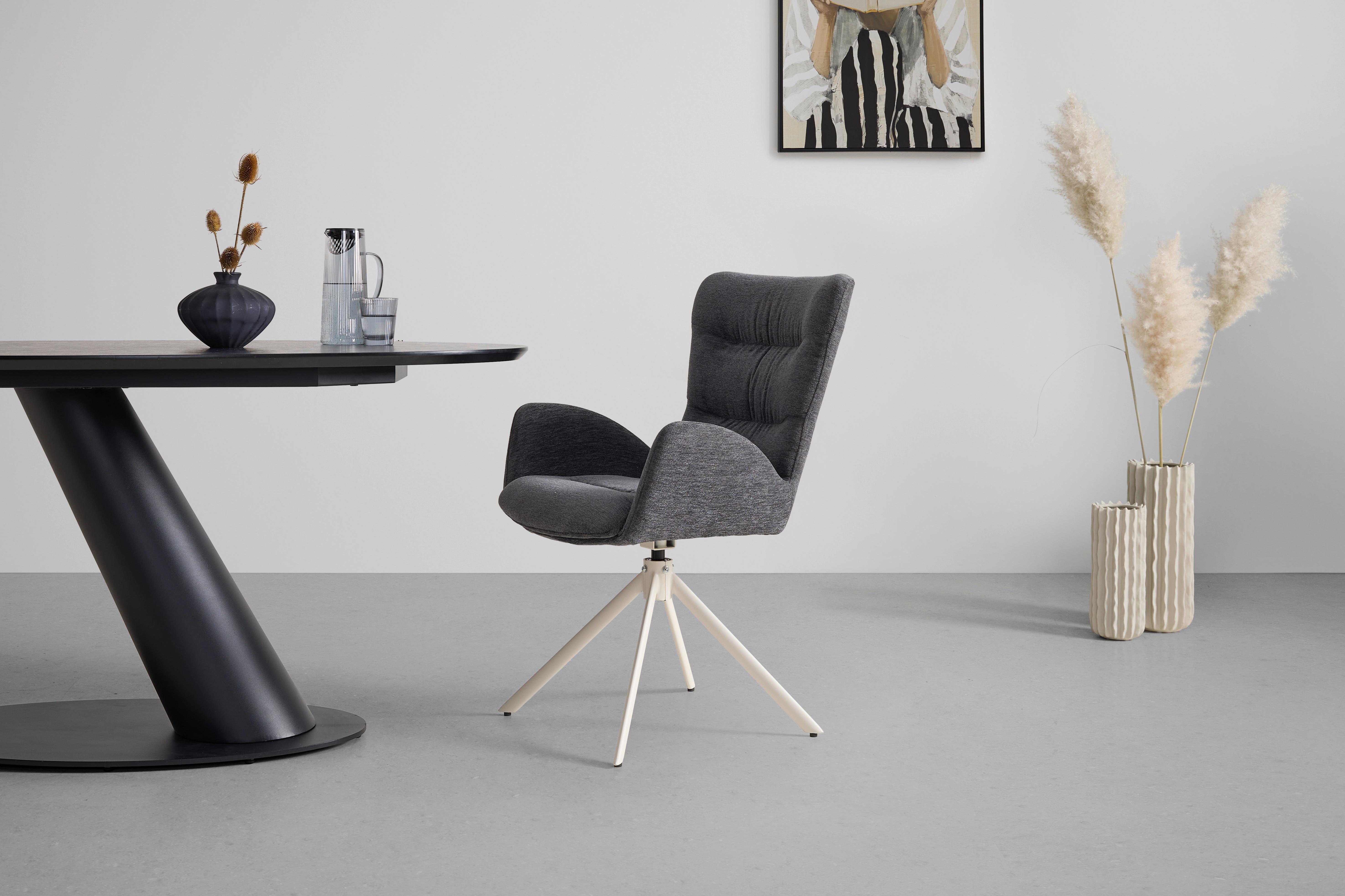 STOL MED ARMSTÖD STELLA - beige/grå, Design, metall/textil (58/91/65cm) - Mömax
