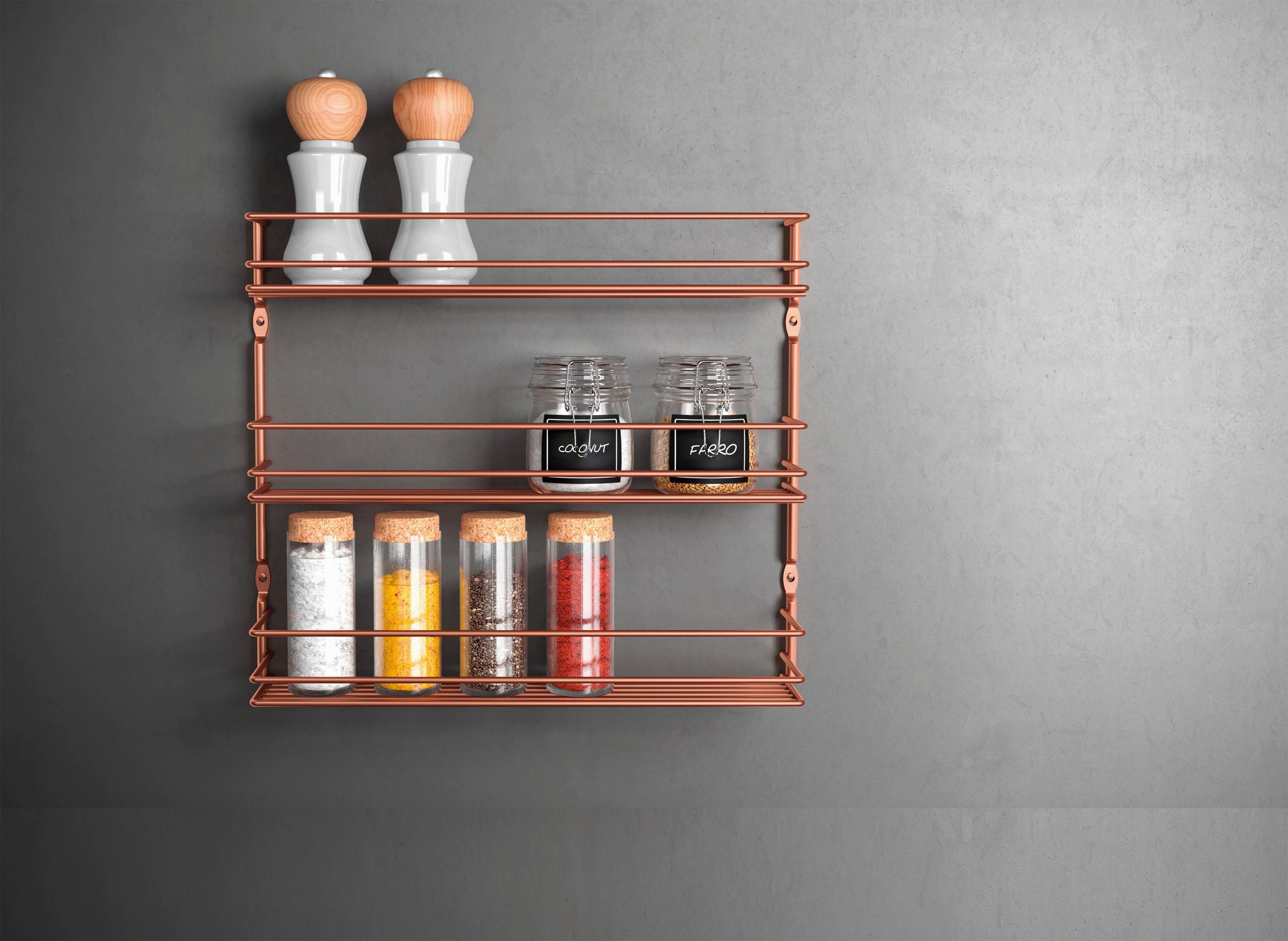 Fűszertartó Polc Pepito 3 Copper - rézvörös, fém (36/8/32cm) - Metaltex