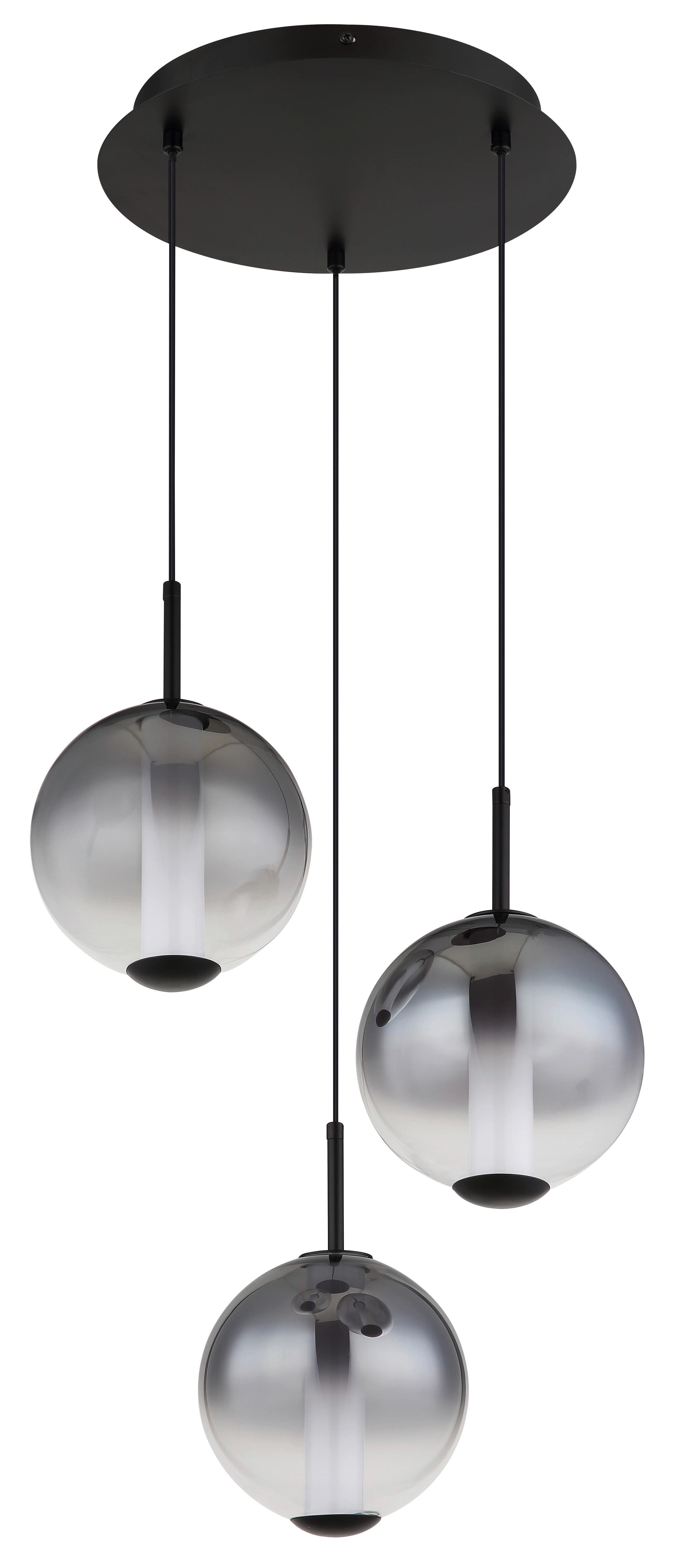 LED-HÄNGELEUCHTE 15798-3HR LACY - Weiss/Schwarz, Konventionell, Glas/Kunststoff (38/120cm) - Globo