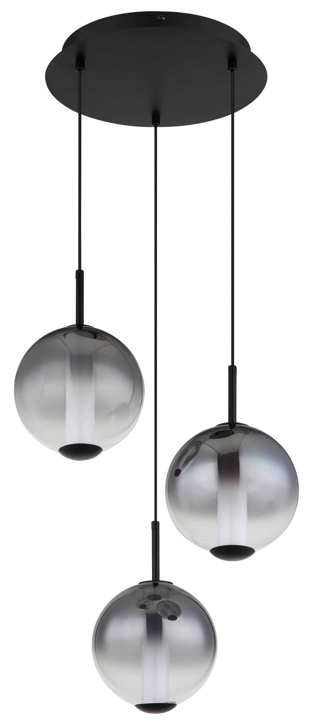 LED-HÄNGELEUCHTE 15798-3HR LACY - Weiss/Schwarz, Konventionell, Glas/Kunststoff (38/120cm) - Globo