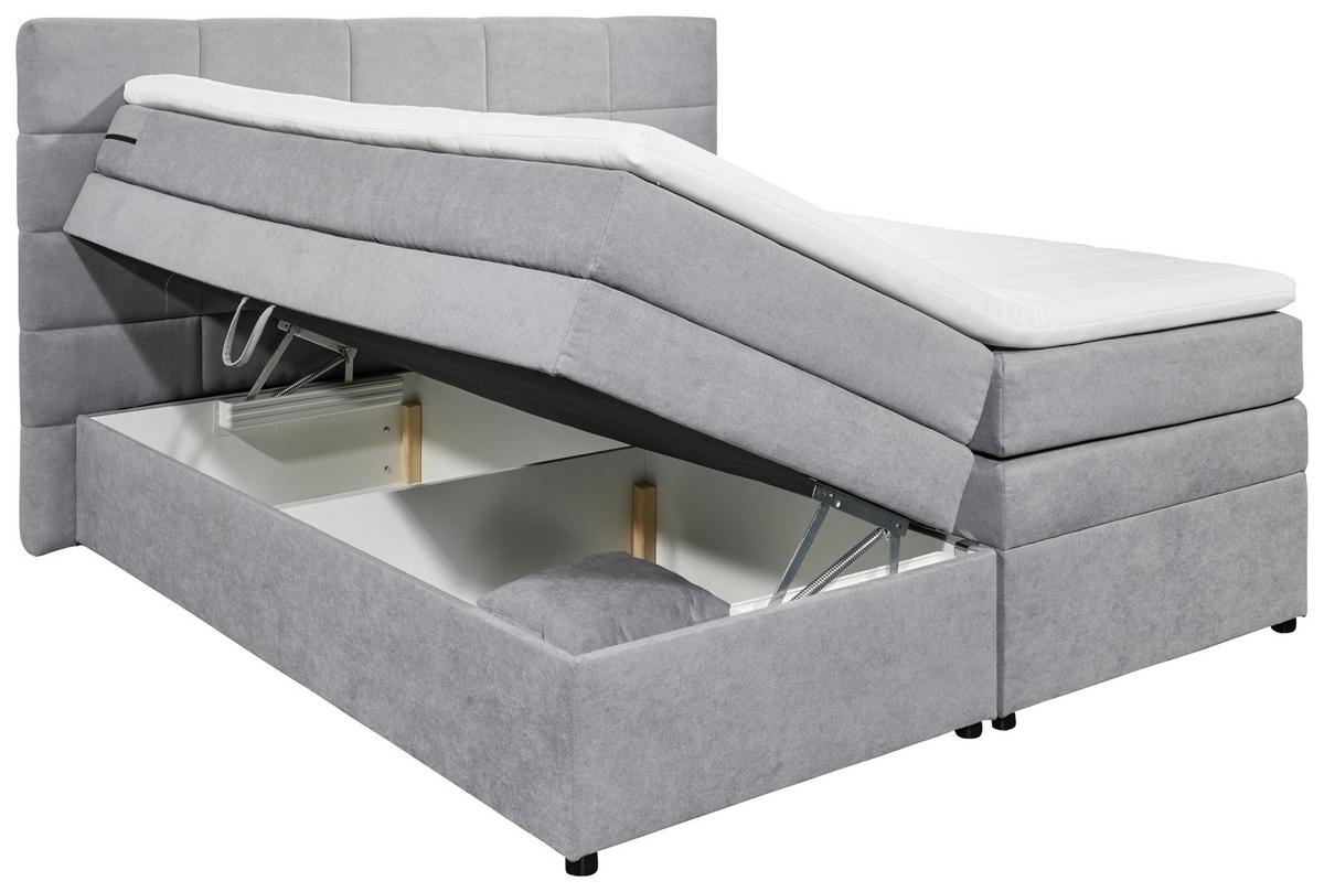Boxspringbett Tacoma 3 inkl. Topper ca. 180x200cm Anthrazit - Hellgrau, KONVENTIONELL, Kunststoff (180/200cm) - MID.YOU