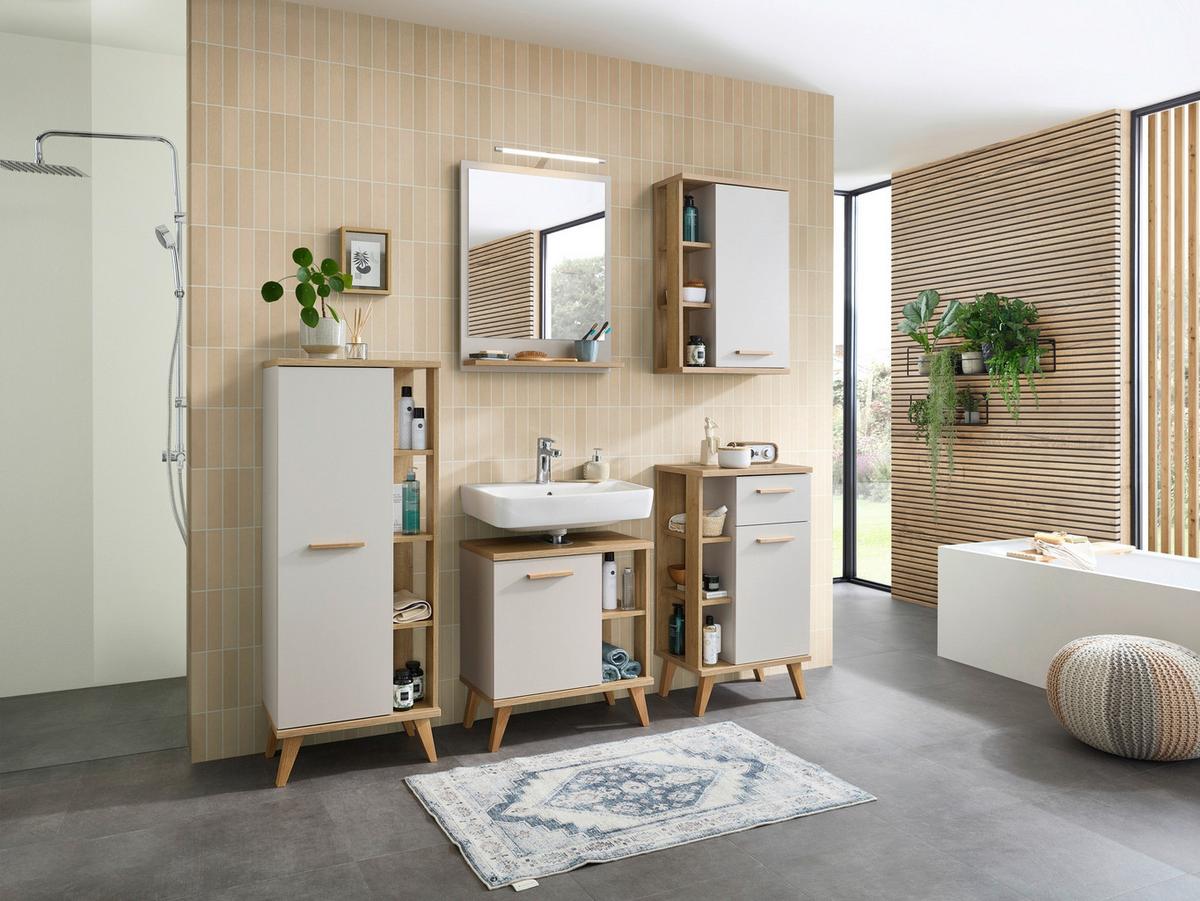 LUSTRO ŁAZIENKOWE QUICKSET 966 - kolor dębowy/kaszmir, Design, materiał drewnopochodny (60/74,5/15,5cm) - Xora
