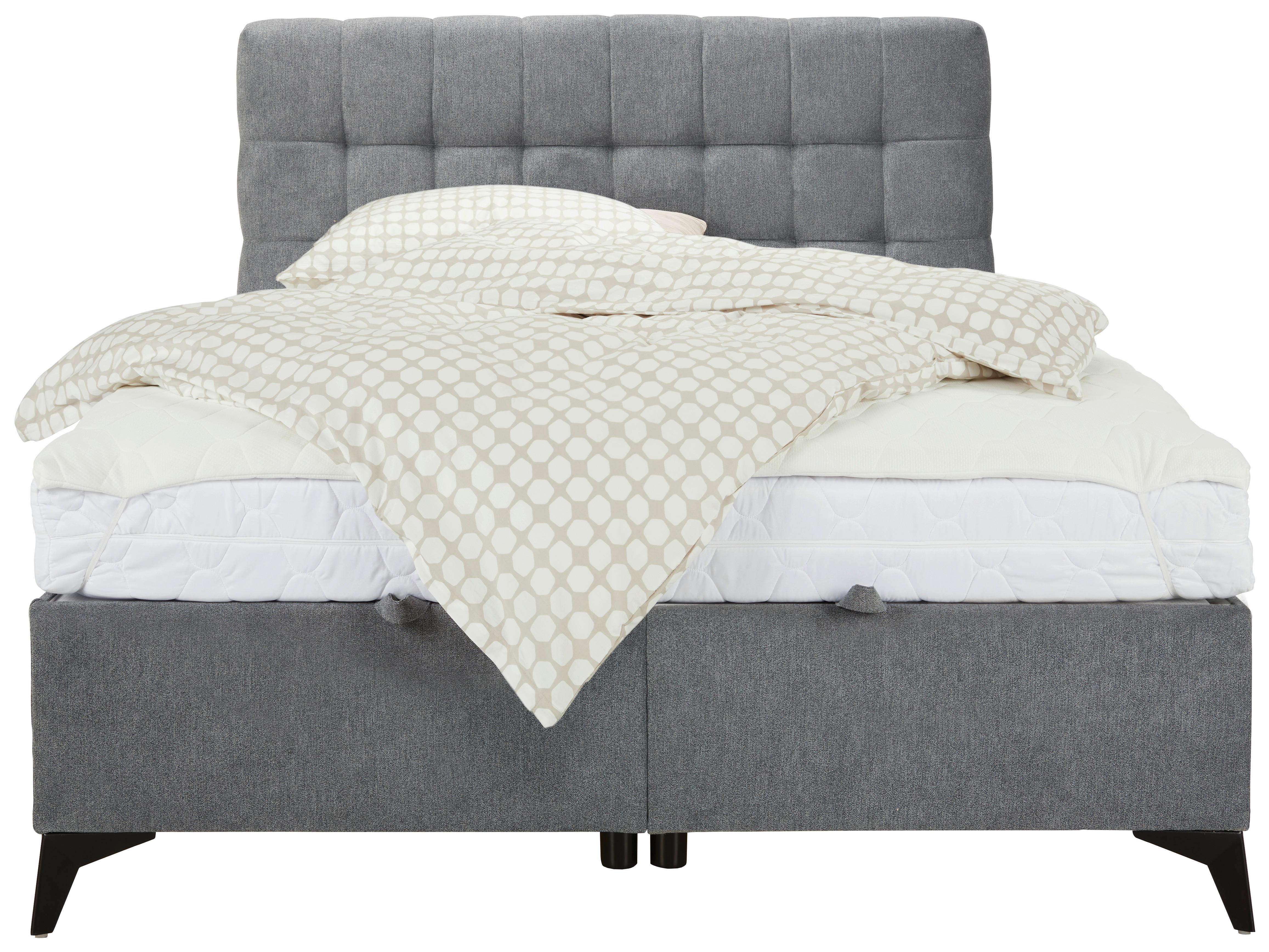 Boxbett in Grau ca. 140x200cm - Schwarz/Grau, KONVENTIONELL, Holzwerkstoff/Kunststoff (140/200cm) - Mömax