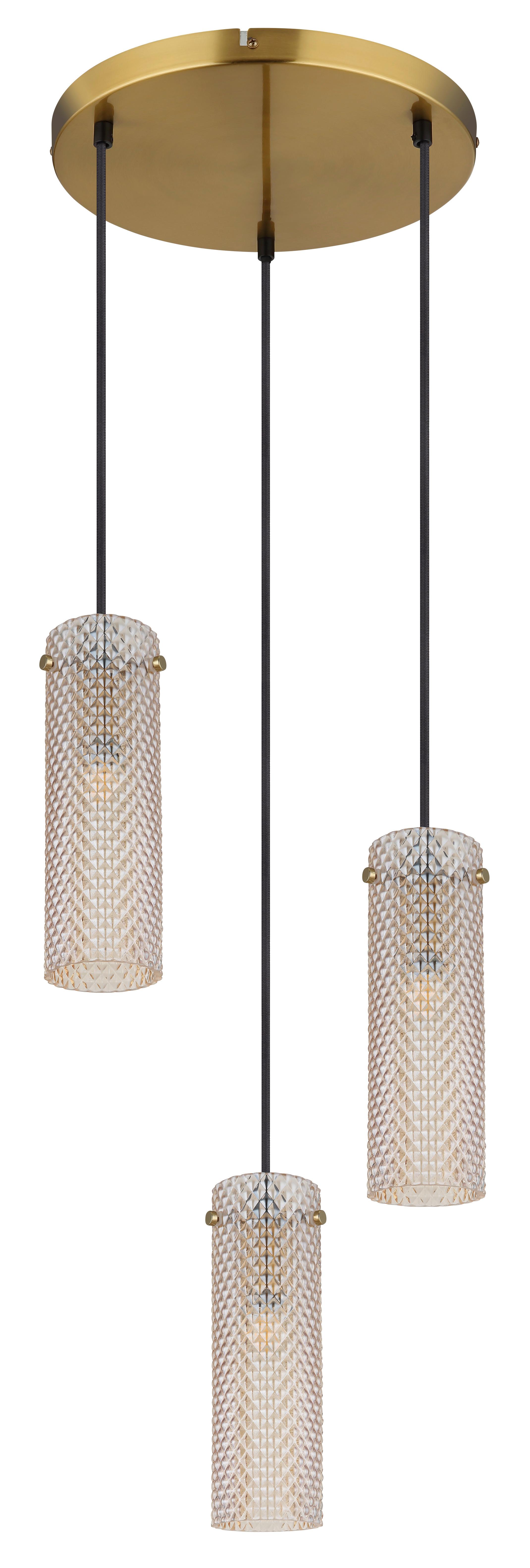 HÄNGELEUCHTE 15775-3HR  KAROLO - Goldfarben/Schwarz, Konventionell, Glas/Textil (35/120cm) - Globo