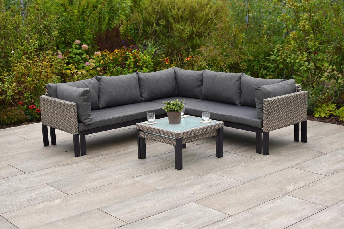 Lounge Garnitura Amantea, Raztegljiva - bež, Moderno, kovina/umetna masa (200/200cm) - Gardenson