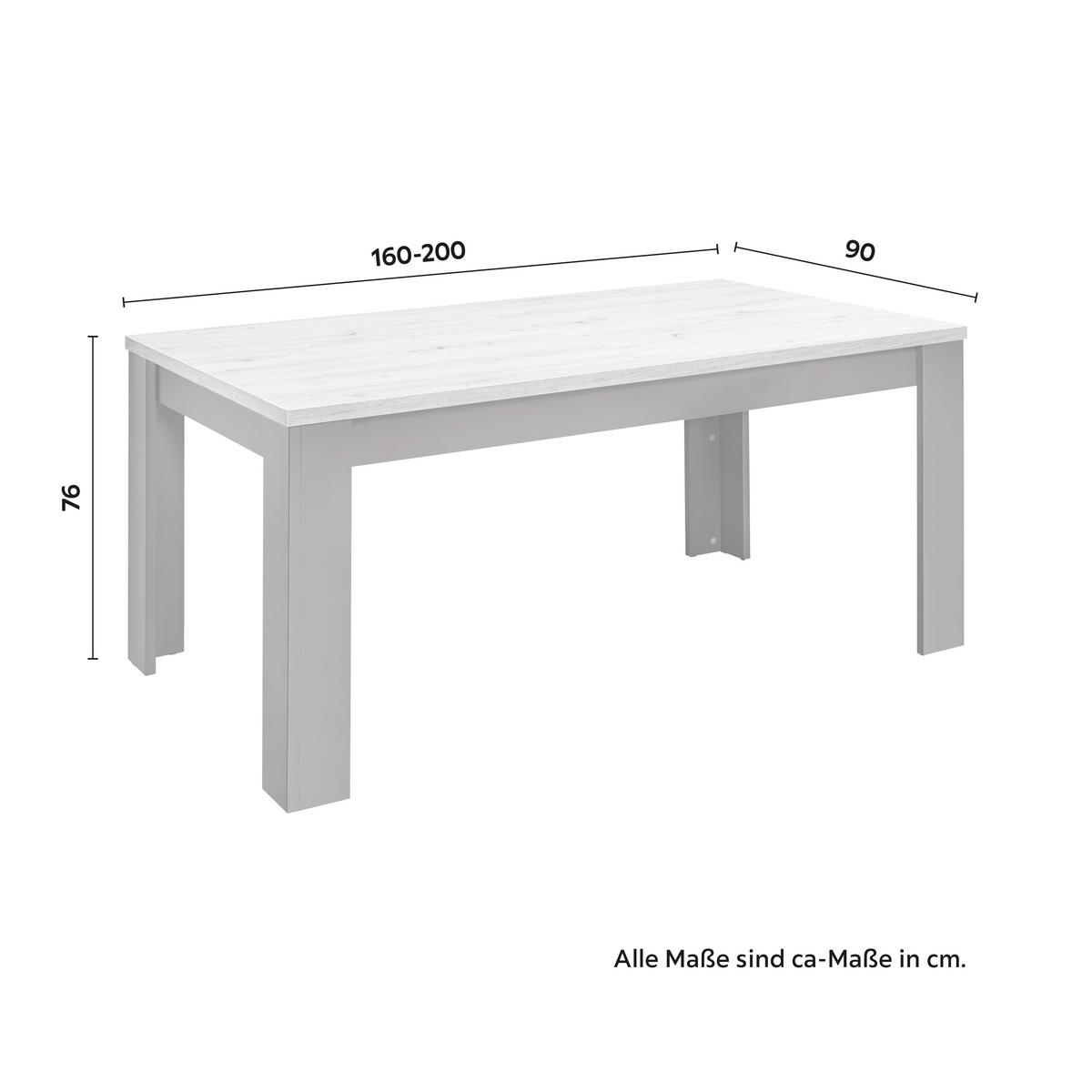 Raztegljiva Miza Claudio, Temno Siva, Hrast, 160-200x90 - temno siva/črna, Moderno, leseni material/les (160-200/90/76cm) - Bessagi Home