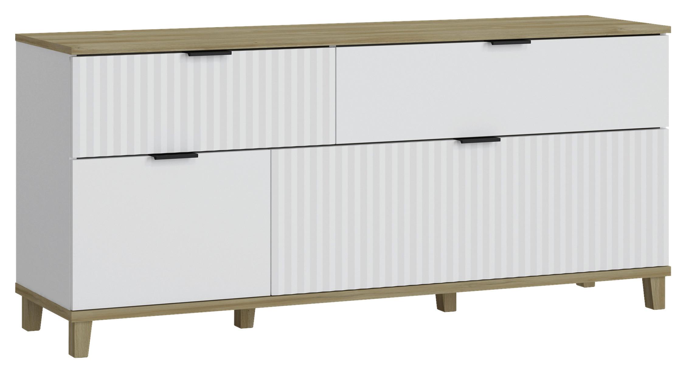 Tv-elem Plissee - Modern, faalapú anyag/fém (144,8/65,6/40cm)
