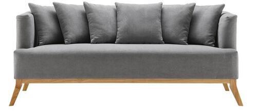 Trosed Mina, Siva, Velur - siva, Moderno, tekstil/les (190/78/81cm) - Bessagi Home