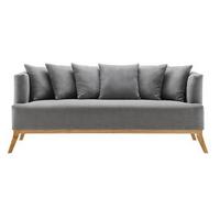 Bigsofa Mina Grau Velours - Grau, MODERN, Holz/Textil (190/78/81cm) - Bessagi Home