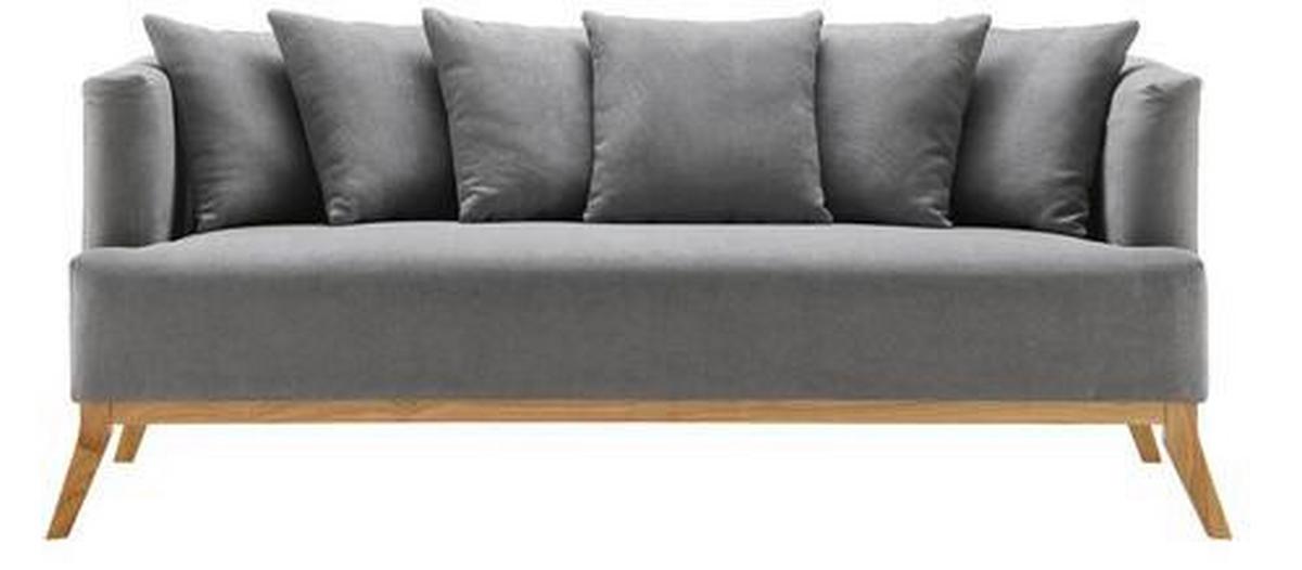 Bigsofa Mina Grau Velours - Grau, MODERN, Holz/Textil (190/78/81cm) - Bessagi Home