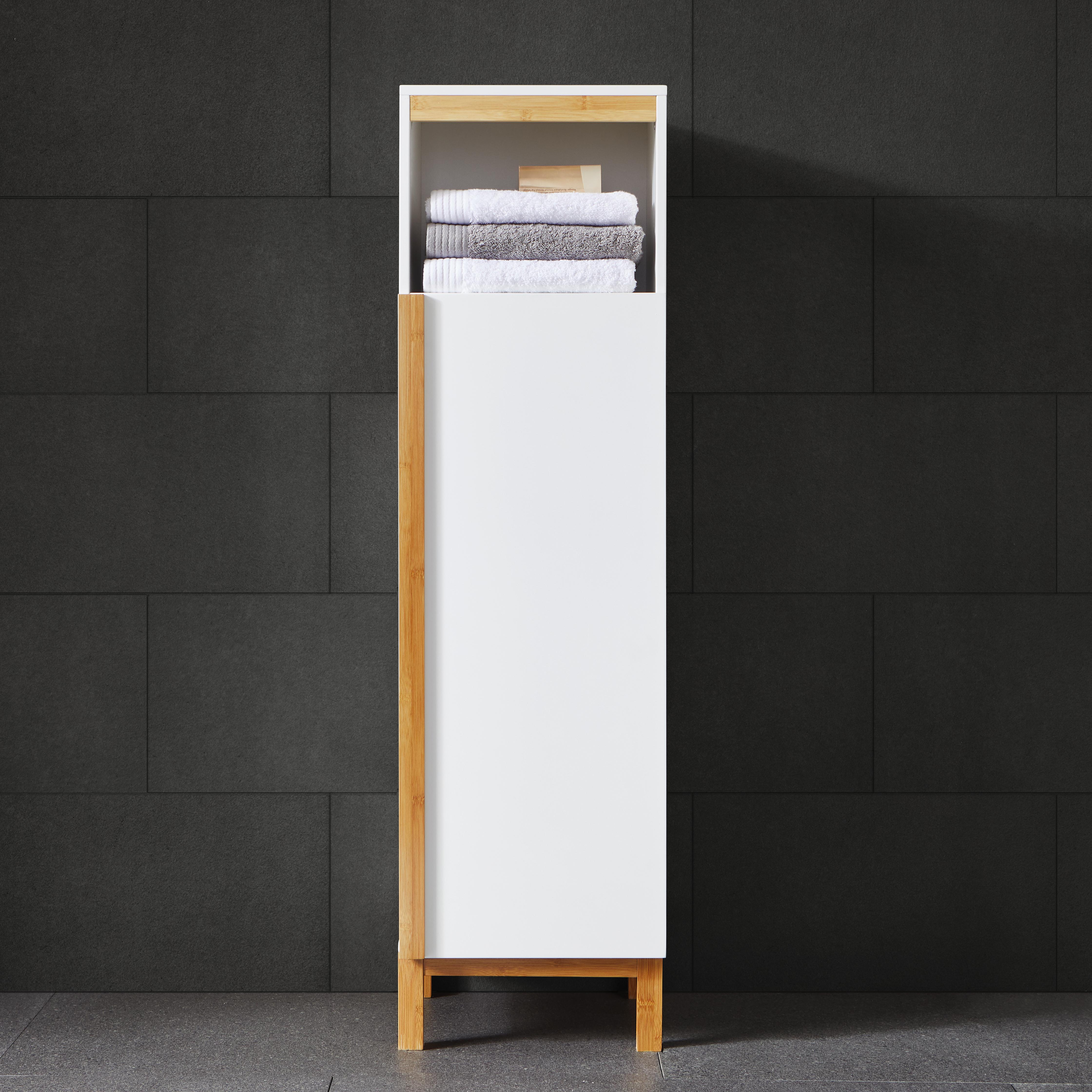 HOCHSCHRANK Weiß/Pinienfarben 'Rico' - Naturfarben/Weiß, MODERN, Holz (32/117/30cm) - Bessagi Home