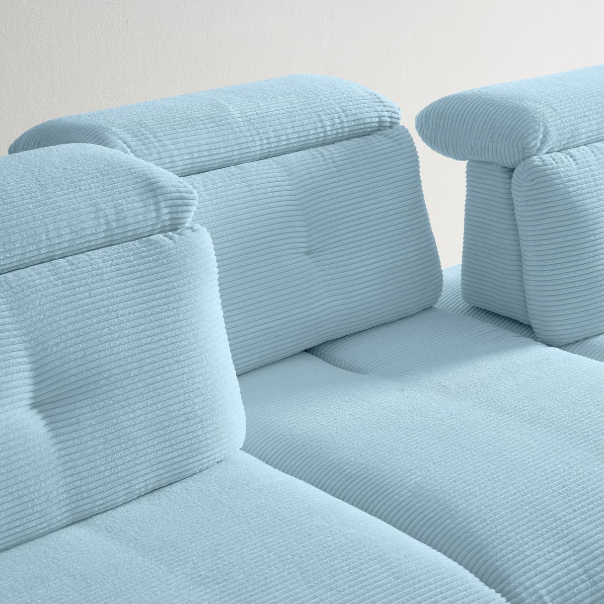 Wohnlandschaft Seattle Blaugrau - Blaugrau/Schwarz, MODERN, Holzwerkstoff/Textil (196/301cm) - Premium Living