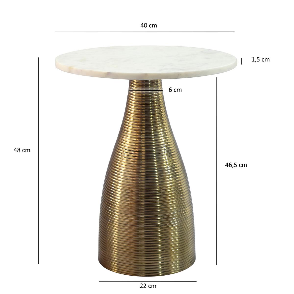Beistelltisch Wl7.513 - Weiss/Goldfarben, Design, Stein/Metall (40/40/48cm) - Livetastic