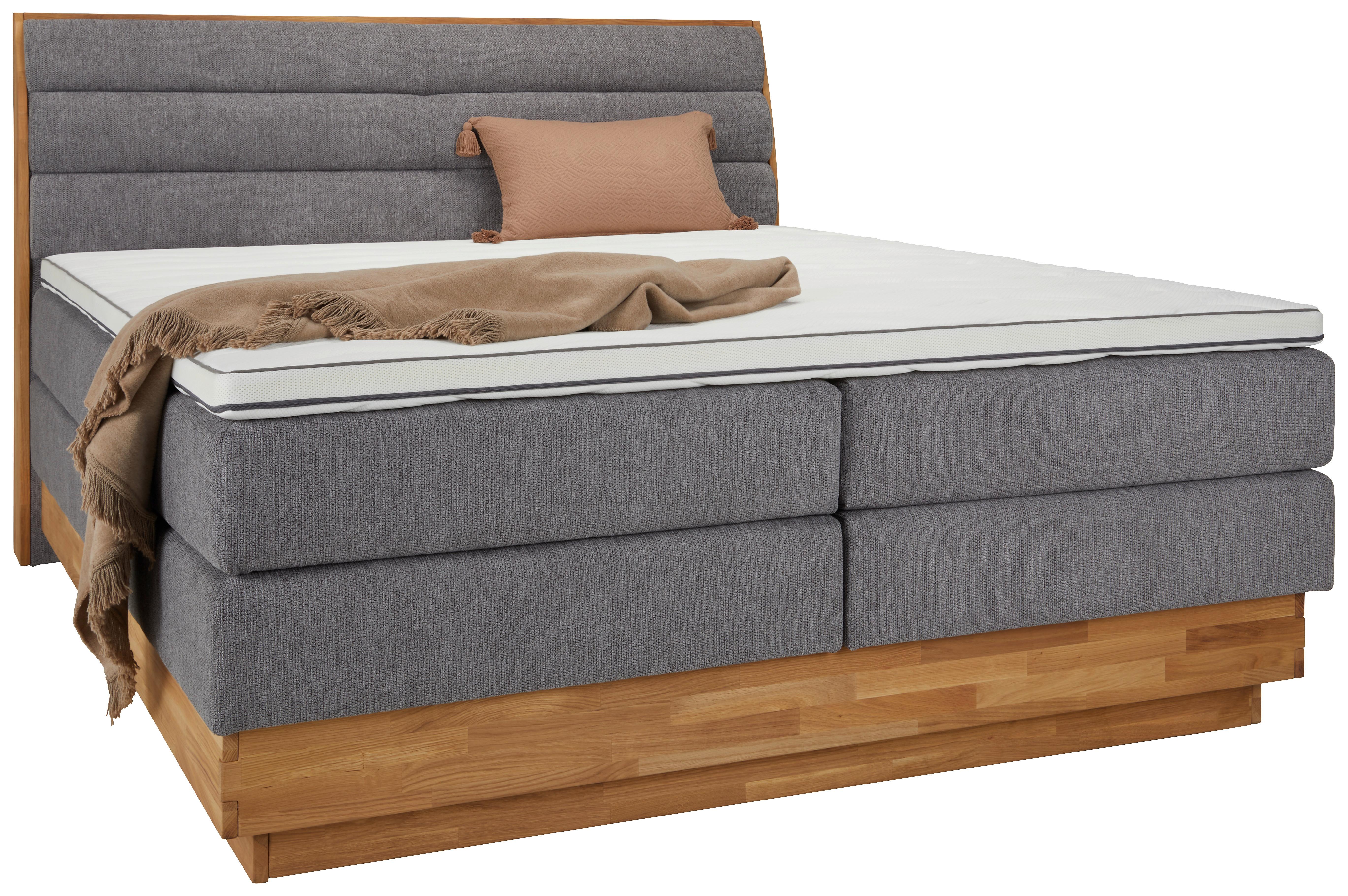 Boxspringbett Marissa in Grau ca. 180x200cm - Schwarz/Grau, KONVENTIONELL, Holz/Textil (180/200cm) - Premium Living
