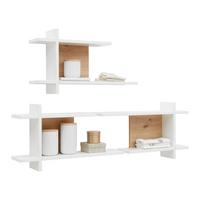 Wandregal Luna White in Weiß/Eiche ca. 68x38x15cm - Weiß/Eiche Artisan, KONVENTIONELL, Holzwerkstoff (68/38/15cm) - Roba