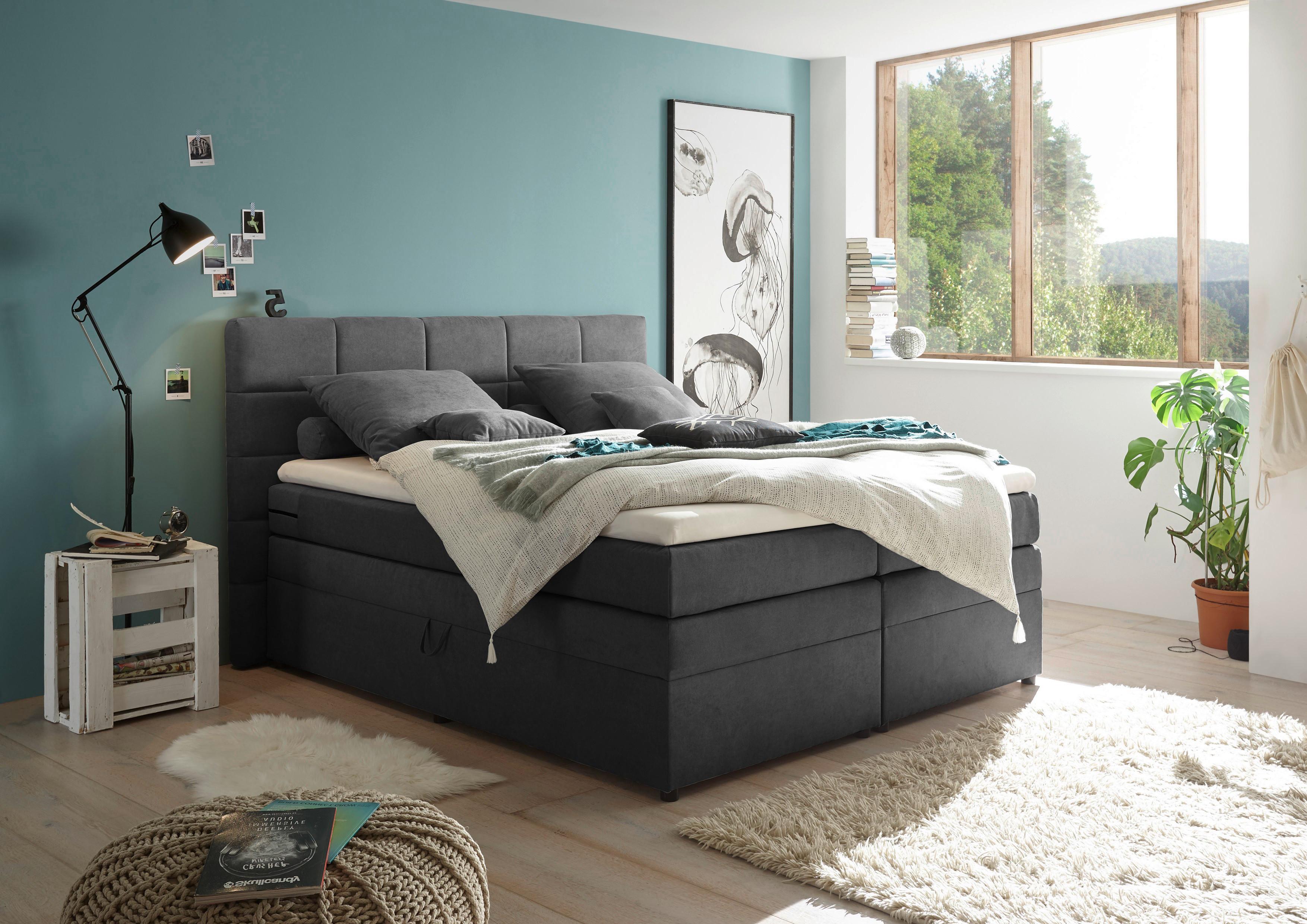 Boxspringbett Tacoma 3 inkl. Topper ca. 180x200cm Schlammf. - Schlammfarben, KONVENTIONELL, Kunststoff (180/200cm) - MID.YOU