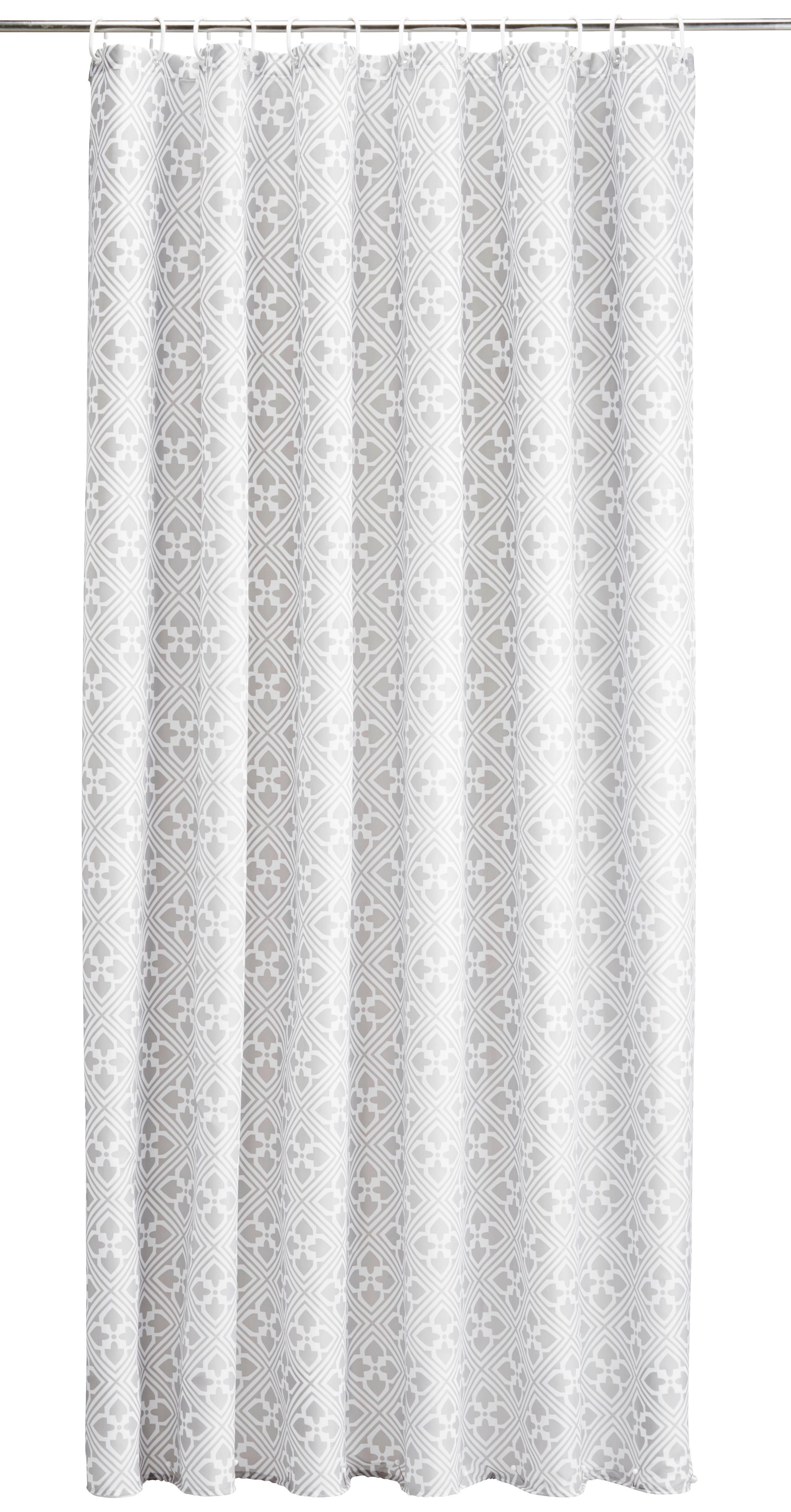 Duschvorhang Spain ca. 180x200cm - Hellgrau/Weiß, LIFESTYLE, Textil (180/200cm) - Modern Living