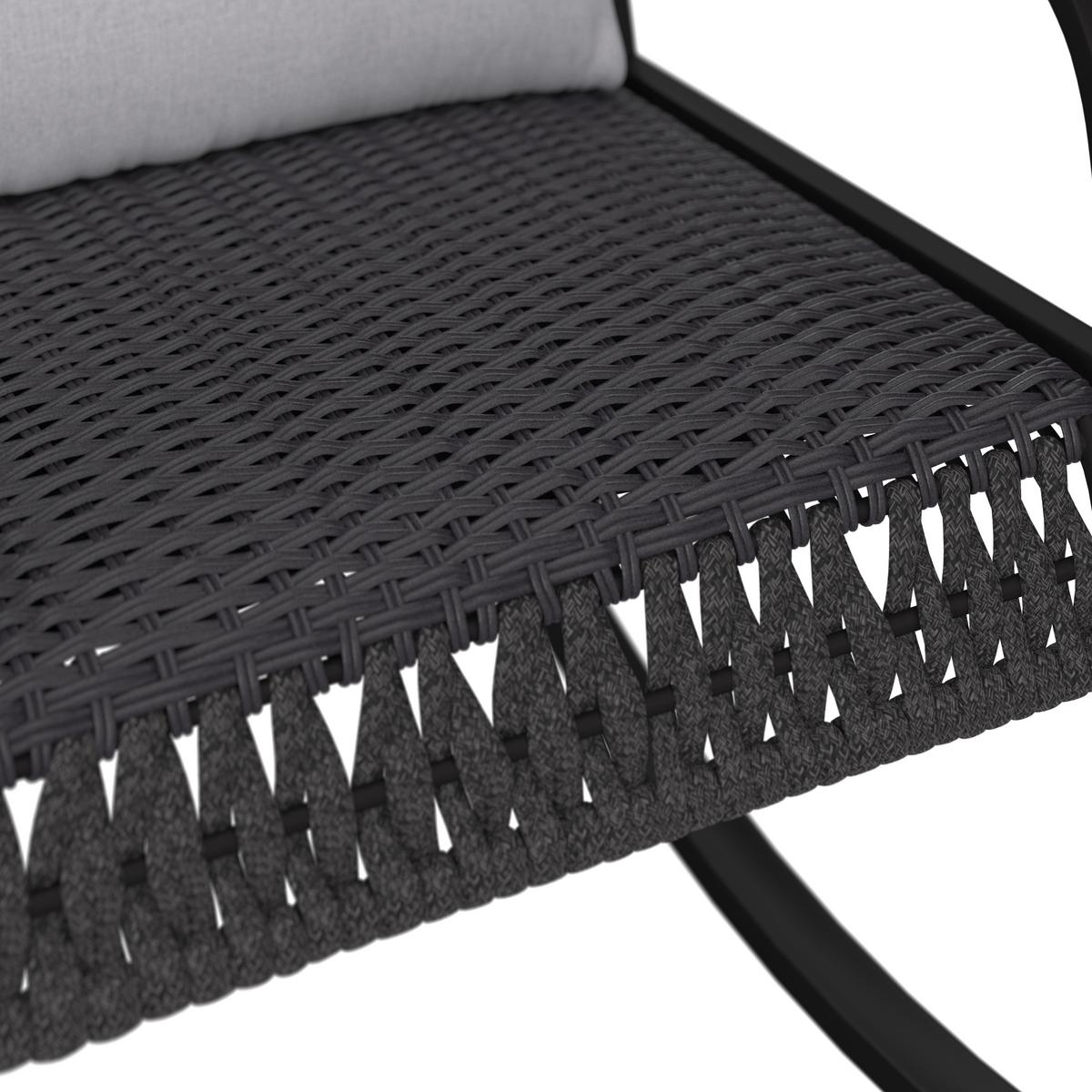 Balkonset Mathilda Hellgrau Outdoorstoff/Metall +Abdeckung - Hellgrau/Schwarz, MODERN, Kunststoff/Textil - Bessagi Garden