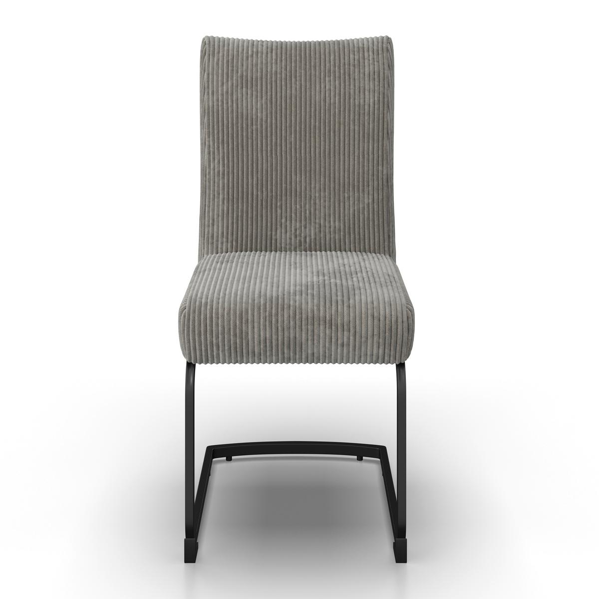 Schwingstuhl Nelia Grau Cord Gepolstert - Schwarz/Grau, MODERN, Holz/Textil (45/95/60cm) - Bessagi Home