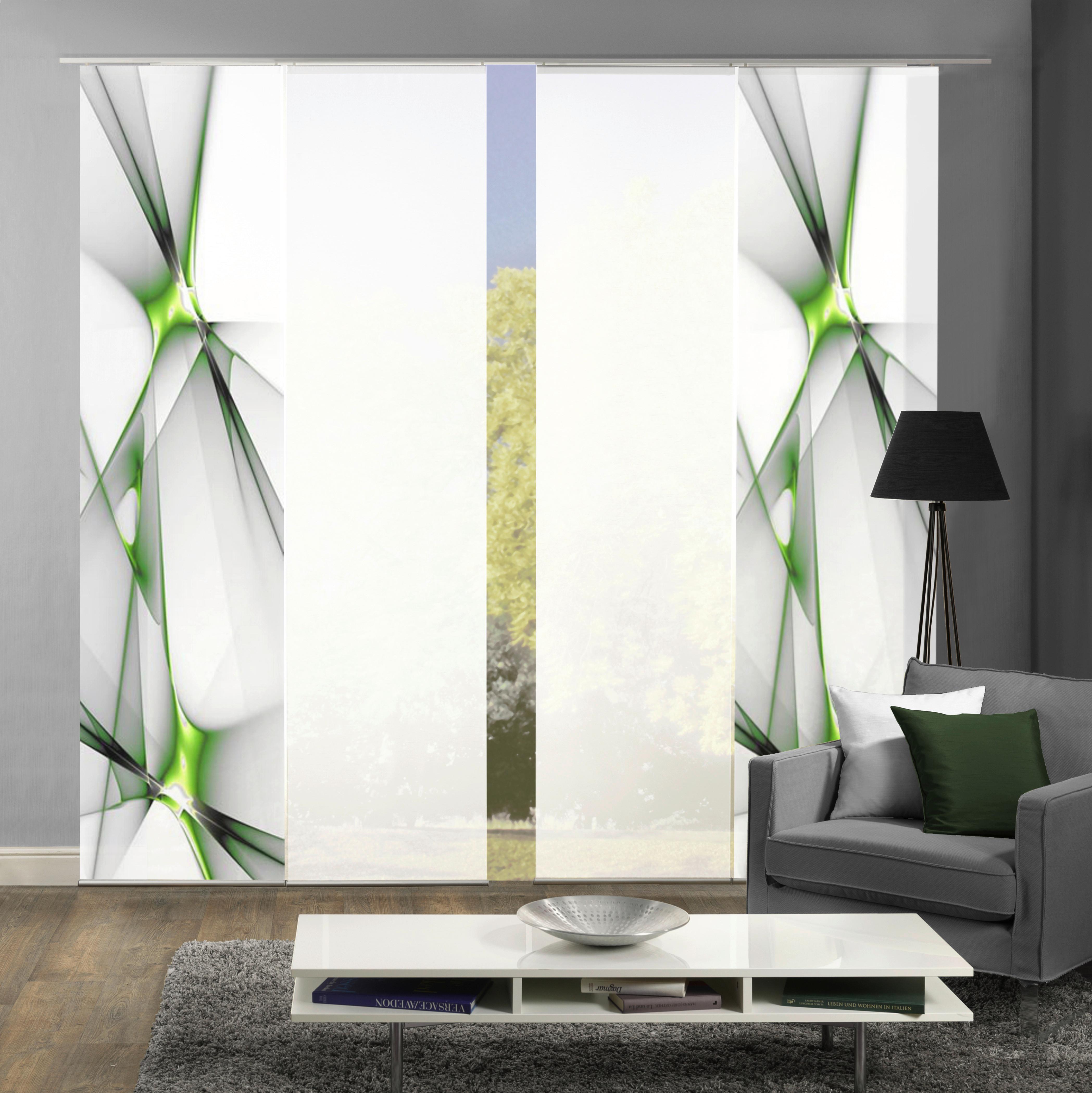 ZASŁONA PANELOWA FRANKLIN APFEL 4-CZĘŚCIOWY - jasnozielony, Basics, tkanina (60/245cm)