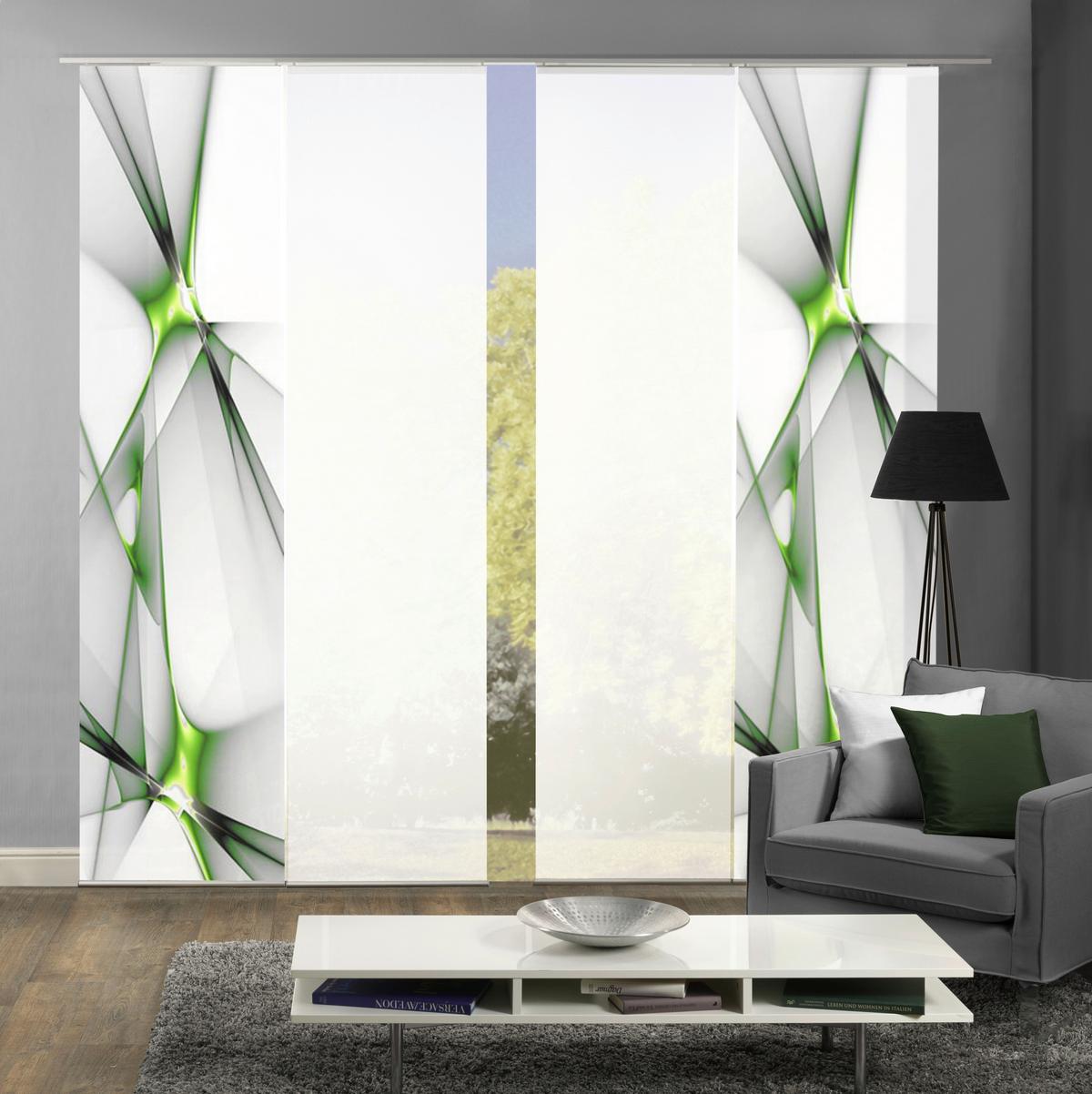 ZASŁONA PANELOWA FRANKLIN APFEL 4-CZĘŚCIOWY - jasnozielony, Basics, tkanina (60/245cm)