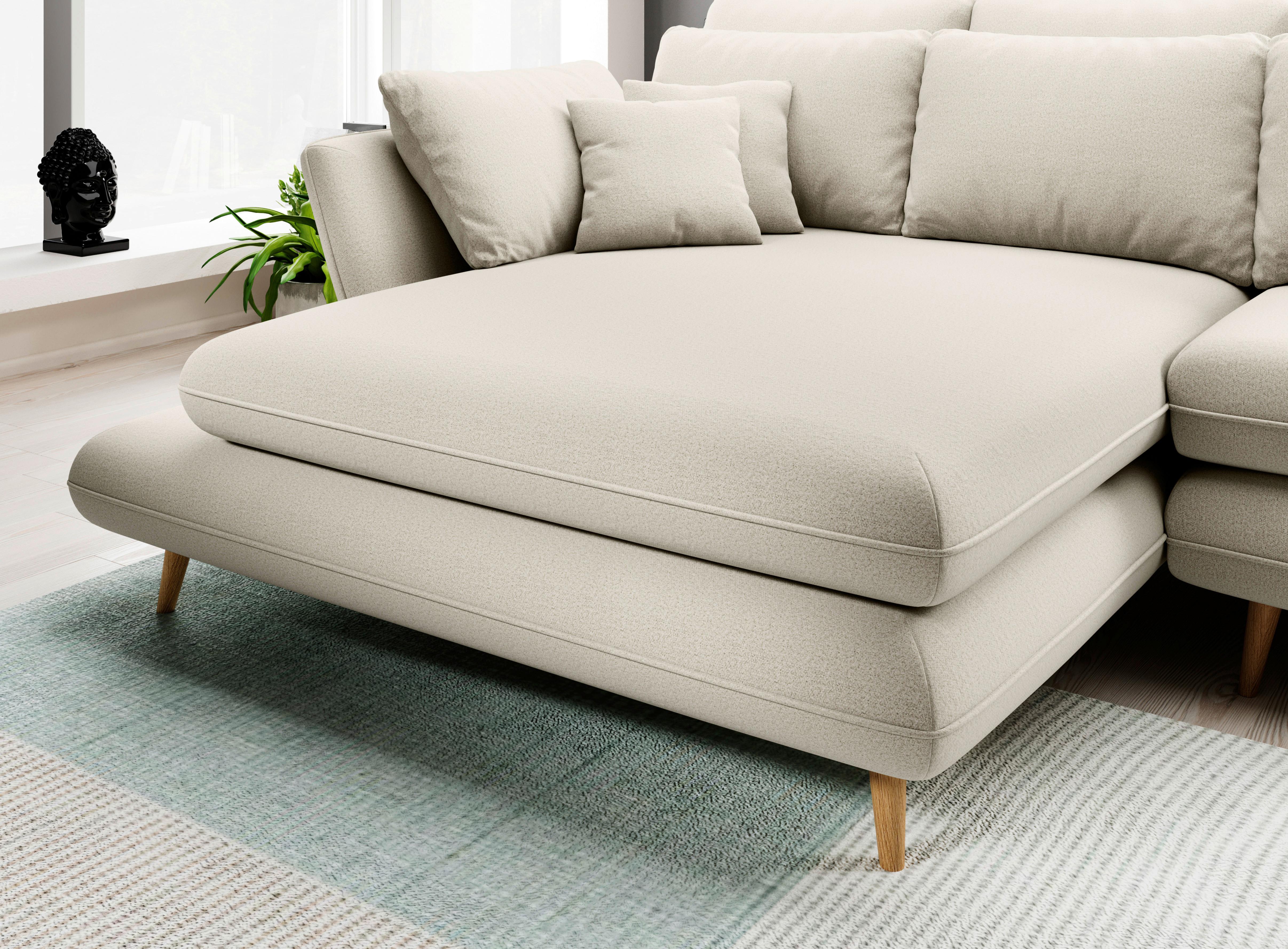 Sedežna Garnitura Monte Z Ležiščem In Predalom - bež/naravne barve, Moderno, tekstil/les (283/90/181cm) - Premium Living