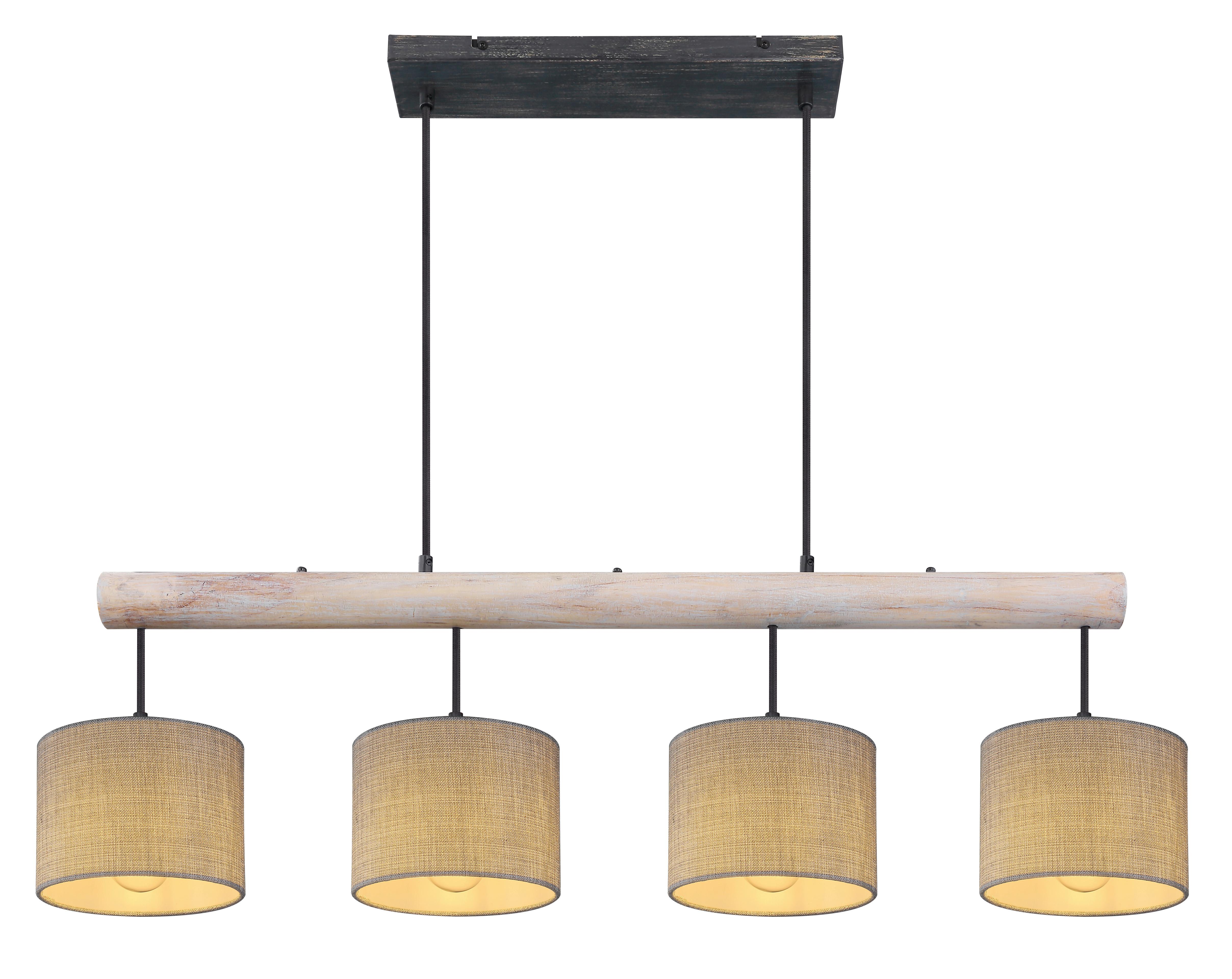 Hängeleuchte Platon max. 40 Watt - Schwarz/Grau, MODERN, Holz/Textil (102/18/120cm)