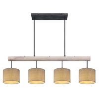 Hängeleuchte Platon max. 40 Watt - Schwarz/Grau, MODERN, Holz/Textil (102/18/120cm)