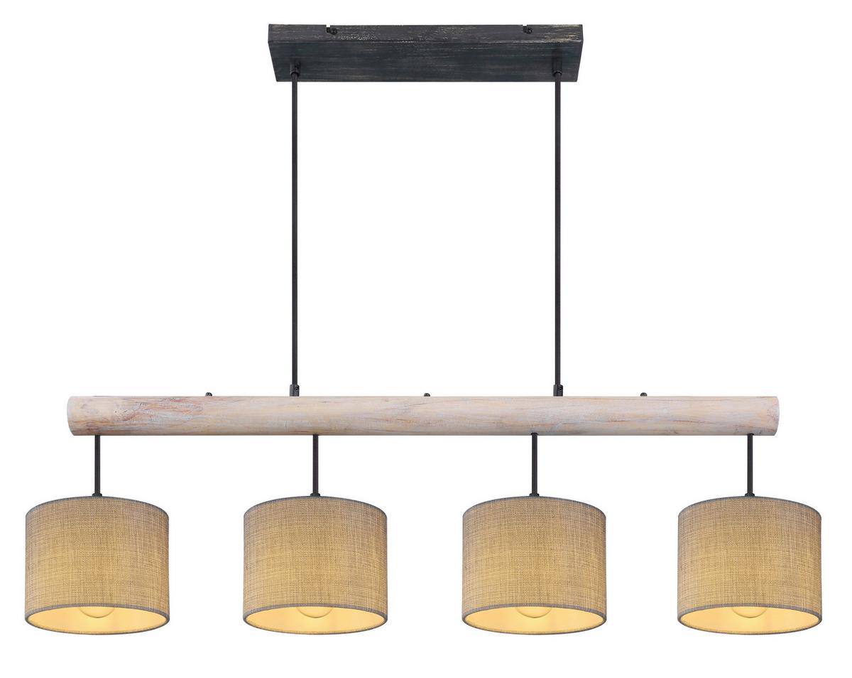 Hängeleuchte Platon max. 40 Watt - Schwarz/Grau, MODERN, Holz/Textil (102/18/120cm)