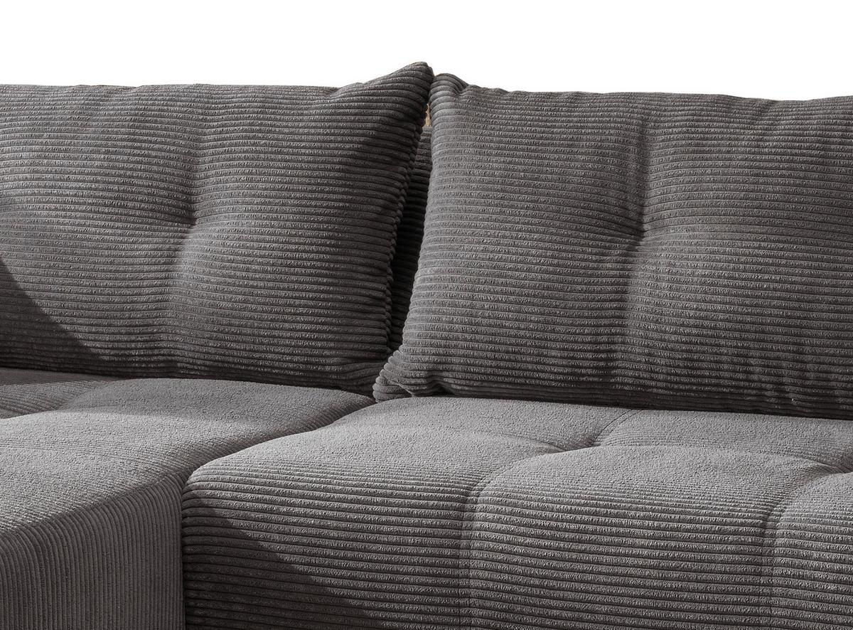 Wohnlandschaft Restato Grau Cord - Schwarz/Grau, MODERN, Holz/Textil (177/246cm) - MID.YOU