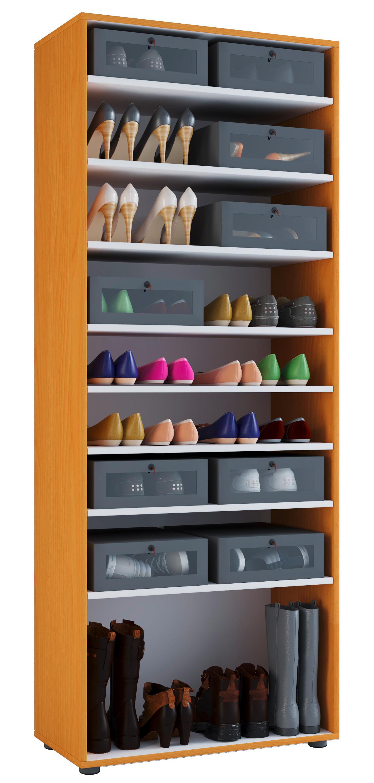 SCHUHSCHRANK VANDOL I 9 OT - Buchefarben, Design, Holzwerkstoff (71/180/37cm) - MID.YOU