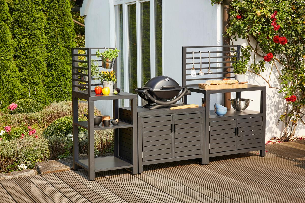 OUTDOORKÜCHE L19584 - Anthrazit, MODERN, Metall (90/70/56cm) - Siena Garden