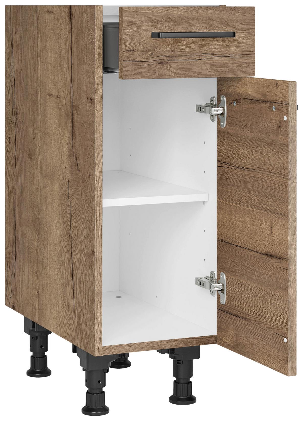 Schubkastenunterschrank Structura Eiche dunkel - Eiche dunkel/Schwarz, MODERN, Holzwerkstoff/Metall (30/87/56cm) - Nobilia