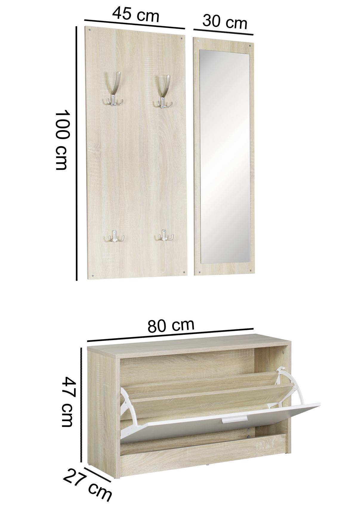 Predsoba Wohnling - hrast sonoma, Moderno, leseni material (80/147/27cm) - MID.YOU