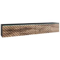 Lowboard ca. 180x30 cm mit LED Fischgräte Eiche Wotan/Schwarz - Eiche Wotan/Schwarz, Basics, Holzwerkstoff/Kunststoff (180/30/33cm) - P & B