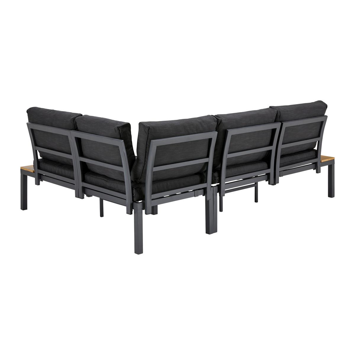 Loungegarnitur-Set Arianna Schwarz Metall/Outdoorstoff - Schwarz, MODERN, Kunststoff/Textil (146/76/75cm) - Bessagi Garden