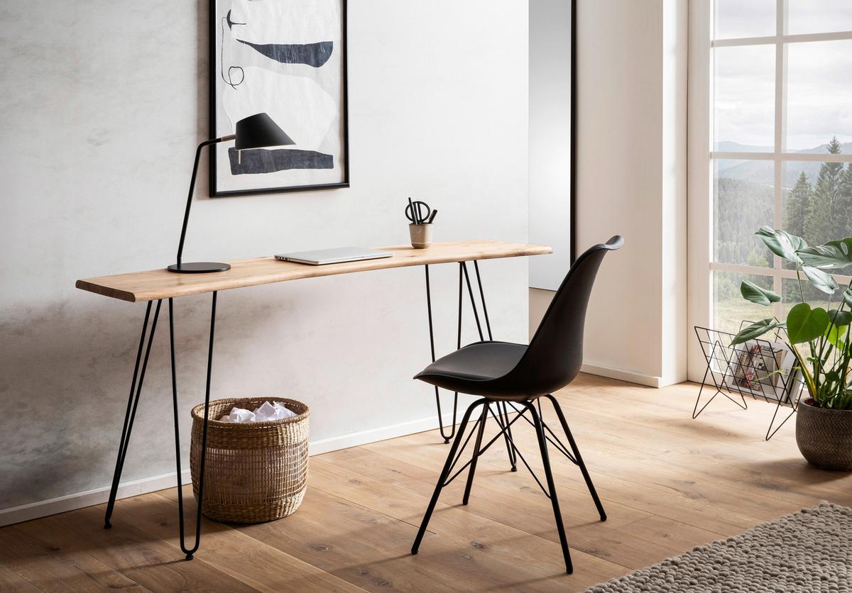 SCHREIBTISCH WL7.162 - Schwarz/Akaziefarben, Design, Holz/Metall (150/36/75cm) - MID.YOU