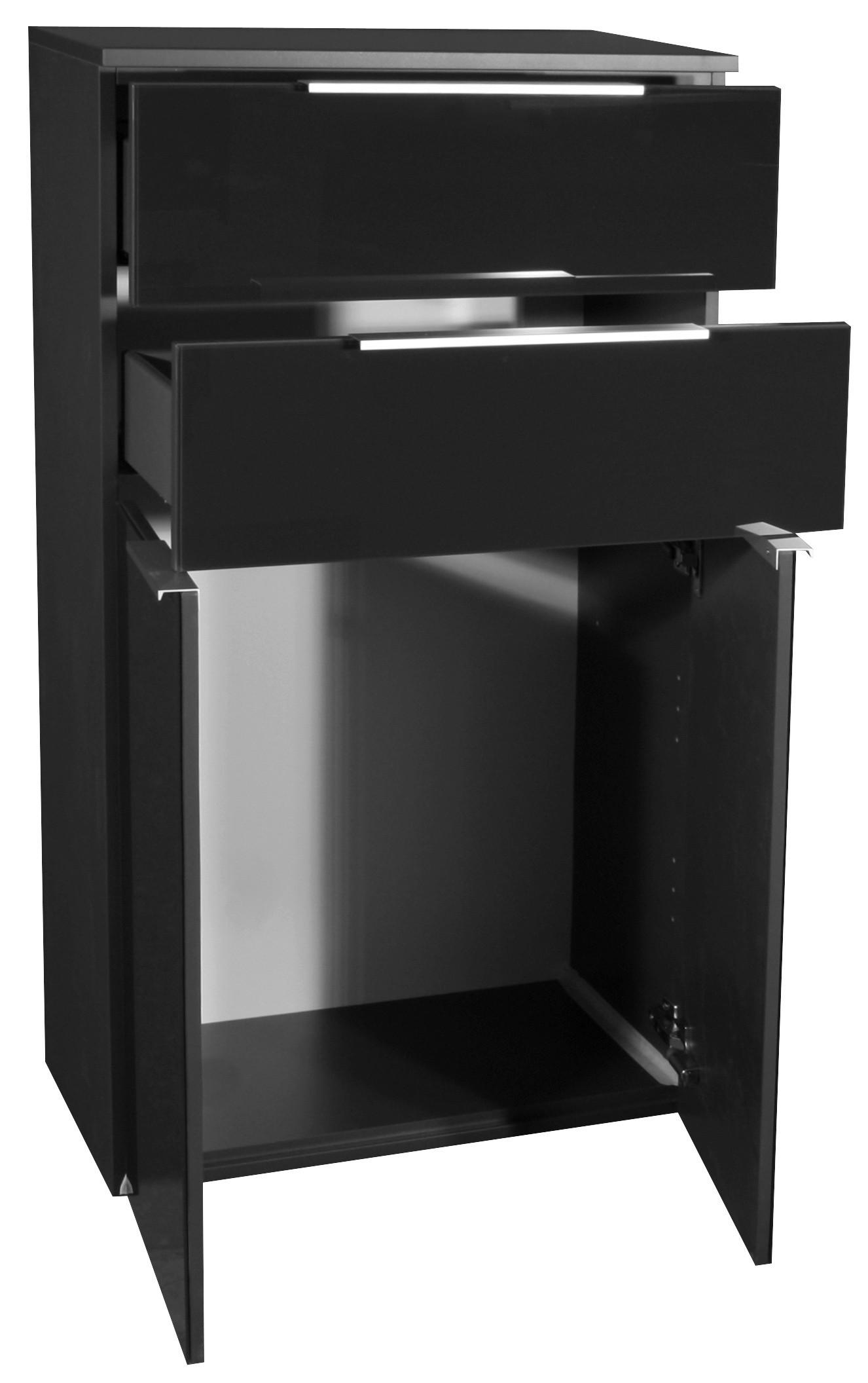 Midischrank "Kara" , anthrazit - Anthrazit/Silberfarben, MODERN, Glas/Holzwerkstoff (61/106,5/32cm) - MID.YOU