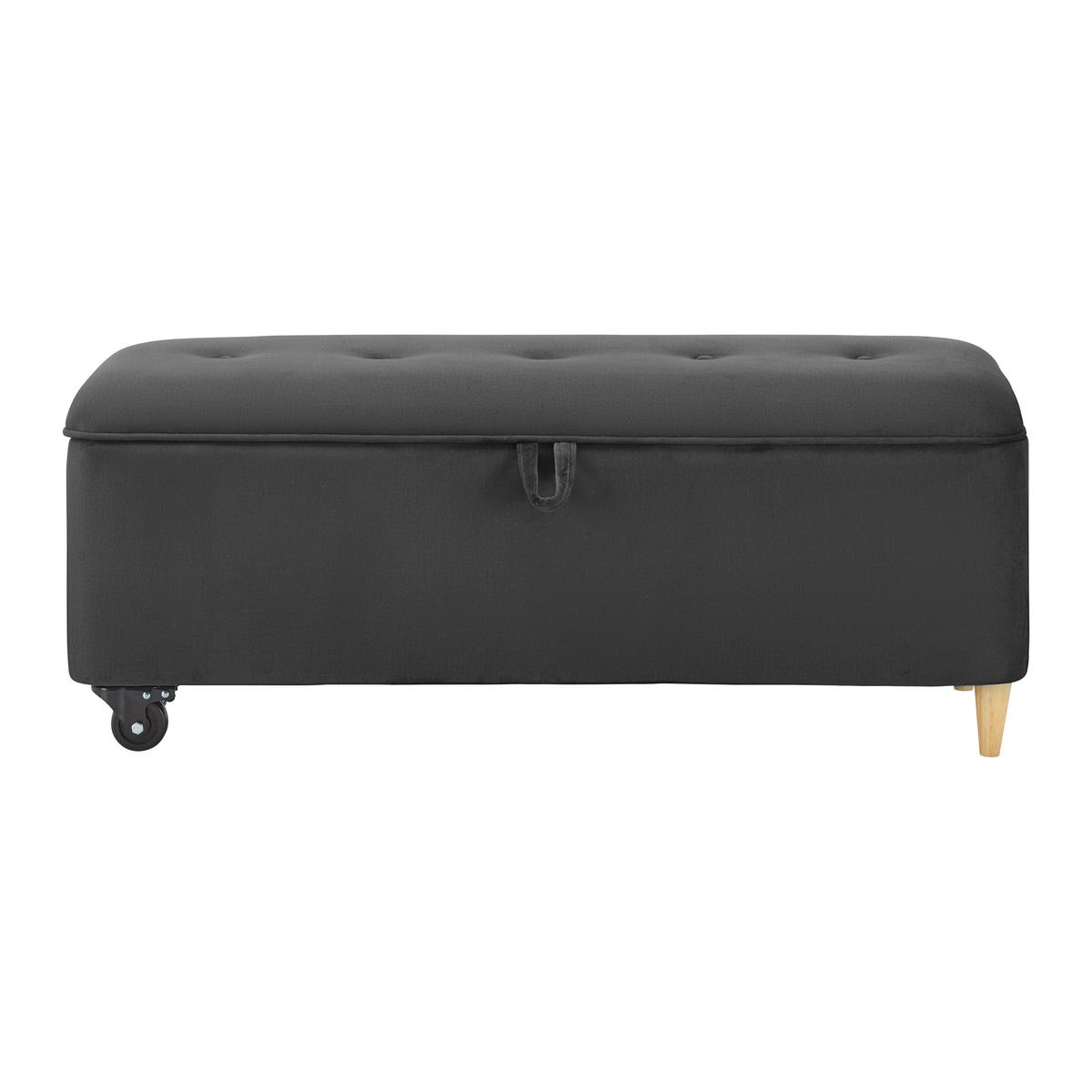 ŁAWKA DO ŁÓŻKA ELLA - kolor naturalny/ciemnoszary, Modern, drewno/tkanina (124/48/43cm) - Bessagi Home