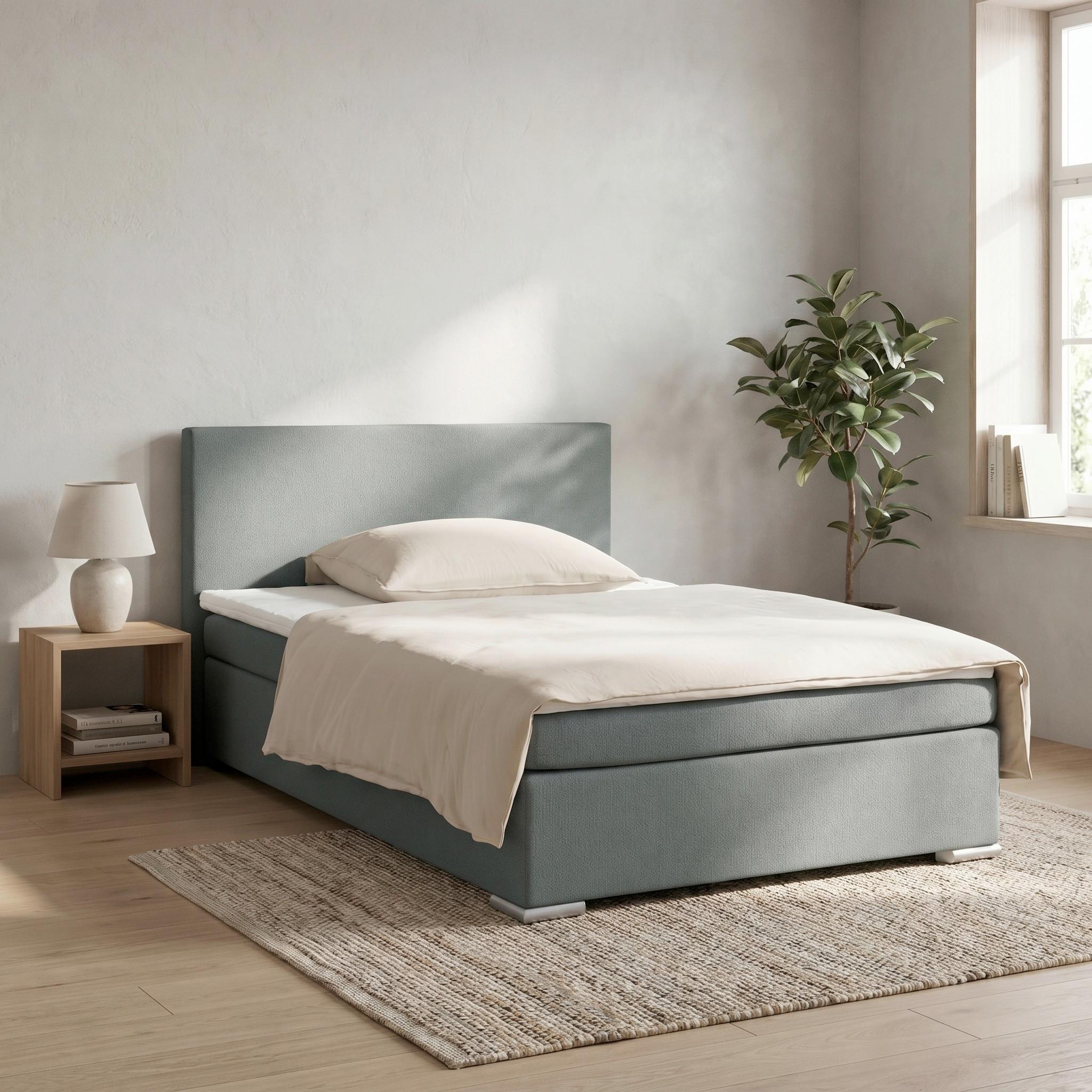 Boxspringbett Mira 2 Graphitfarben Ca. 120x200cm - Chromfarben/Graphitfarben, Modern, Holz/Textil (120/200cm) - Based