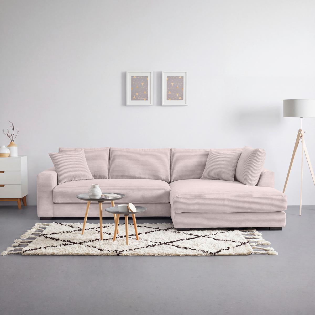 Ecksofa Pedro Rosa - Schwarz/Rosa, MODERN, Kunststoff/Textil (300/190cm) - Mömax