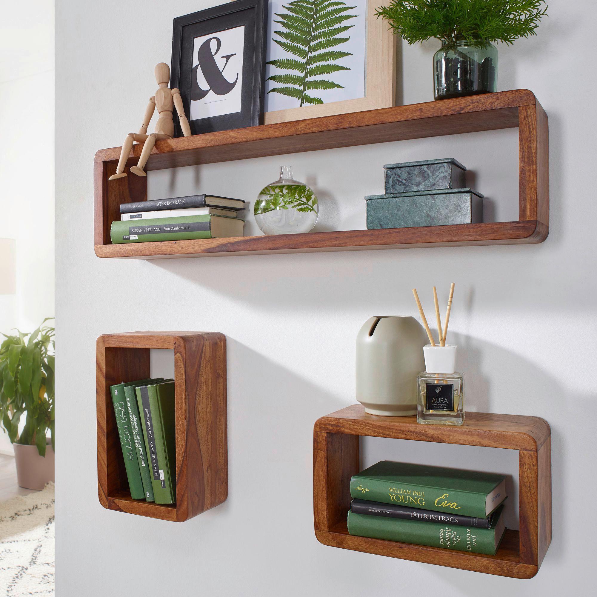 Wandregal ''Boha'', Sheeshamfarben - Sheeshamfarben, MODERN, Holz (80/20/15cm) - MID.YOU