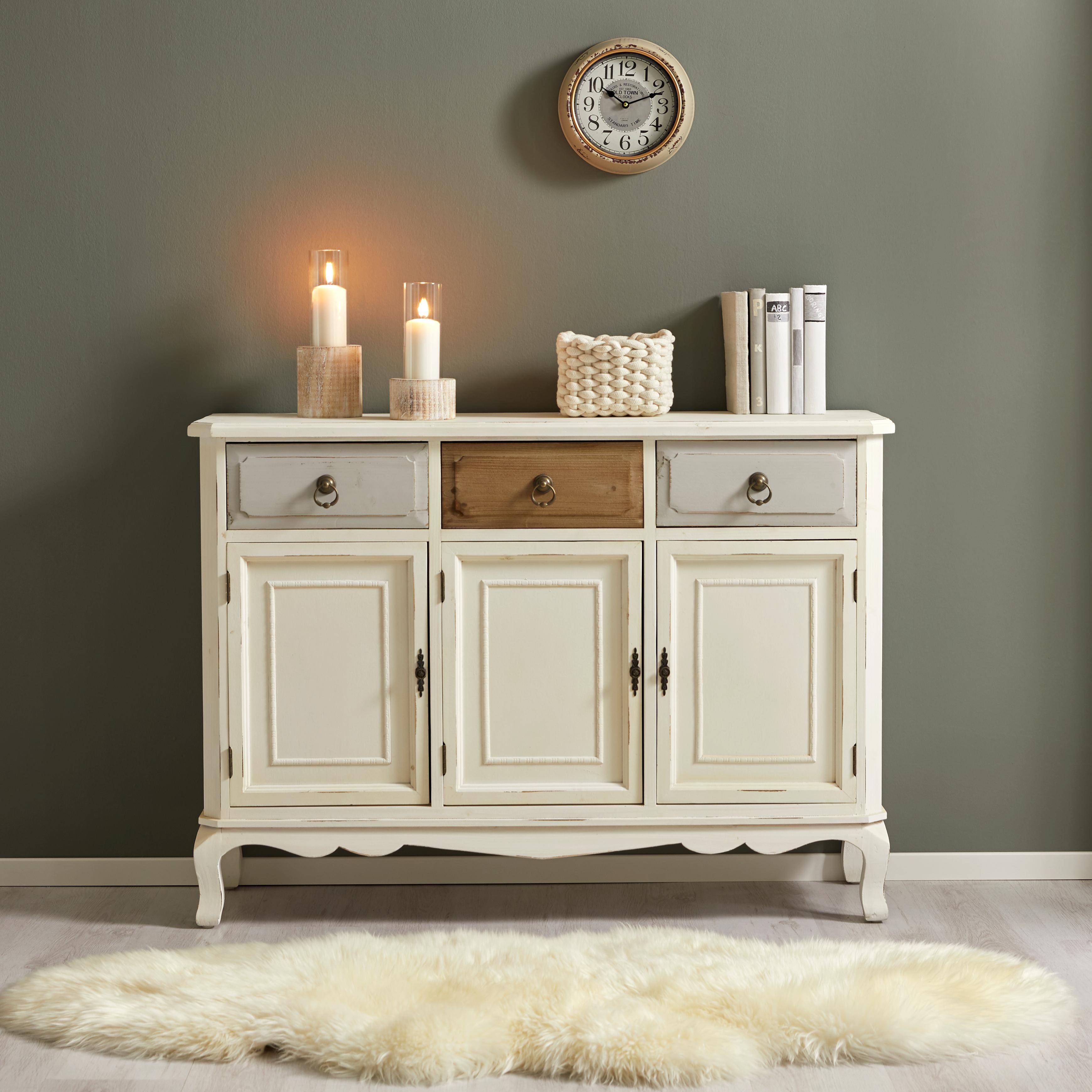 SIDEBOARD aus Tanne 'Tommaso' - Braun/Weiß, MODERN, Holz/Metall (120/86/34,5cm) - Bessagi Home