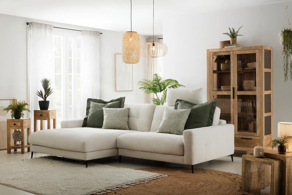 Wohnlandschaft Ubalda Weiß - Schwarz/Weiß, MODERN, Textil/Metall (190/84/272cm) - Premium Living