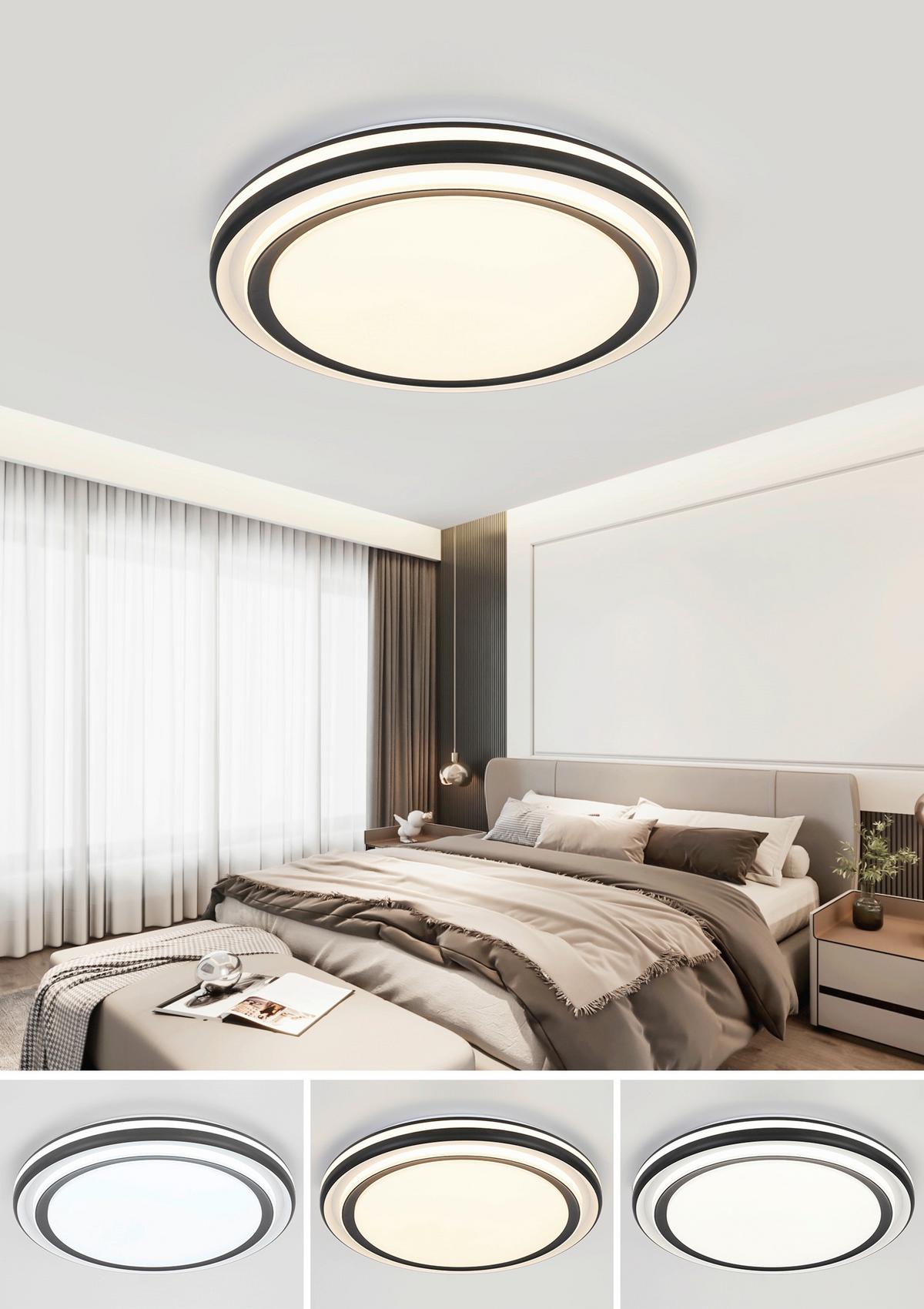 Led Mennyezeti Lámpa Huny - fekete/fehér, Modern, műanyag/fém (65/9cm) - Mömax