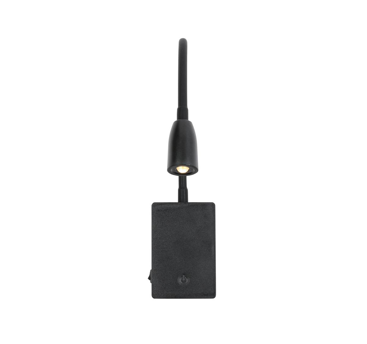 LED-Wandleuchte Witi Schwarz max. 2 Watt - Schwarz, MODERN, Kunststoff/Metall (3,08/7/max 49,65cm) - Mömax