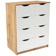 KOMÓD WEST 8 - Tölgyfa/Fehér, modern, Faalapú anyag (78/92/40cm)