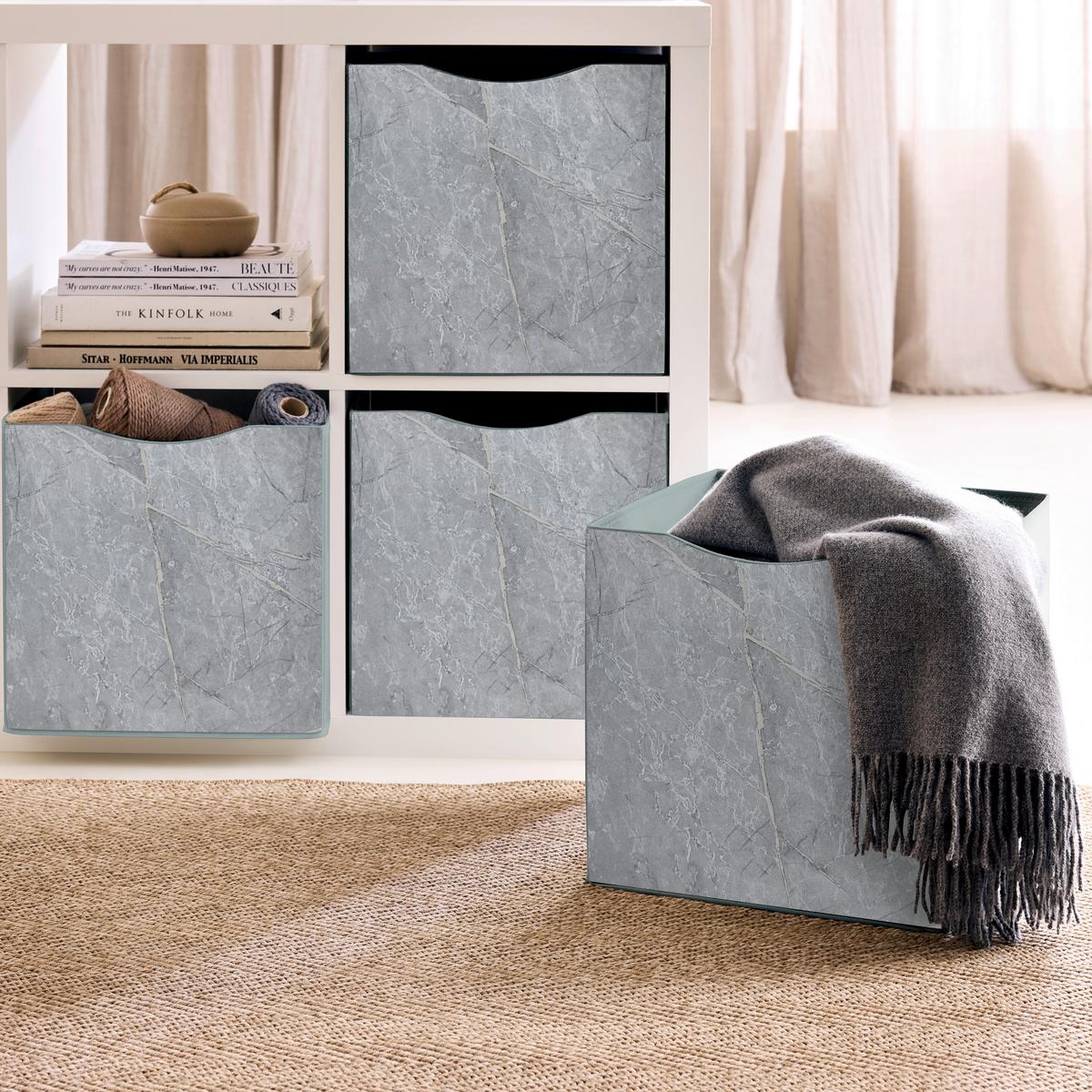 Zložljiv Zaboj Betty - siva, Konvencionalno, tekstil/leseni material (33/33/32cm) - Mömax