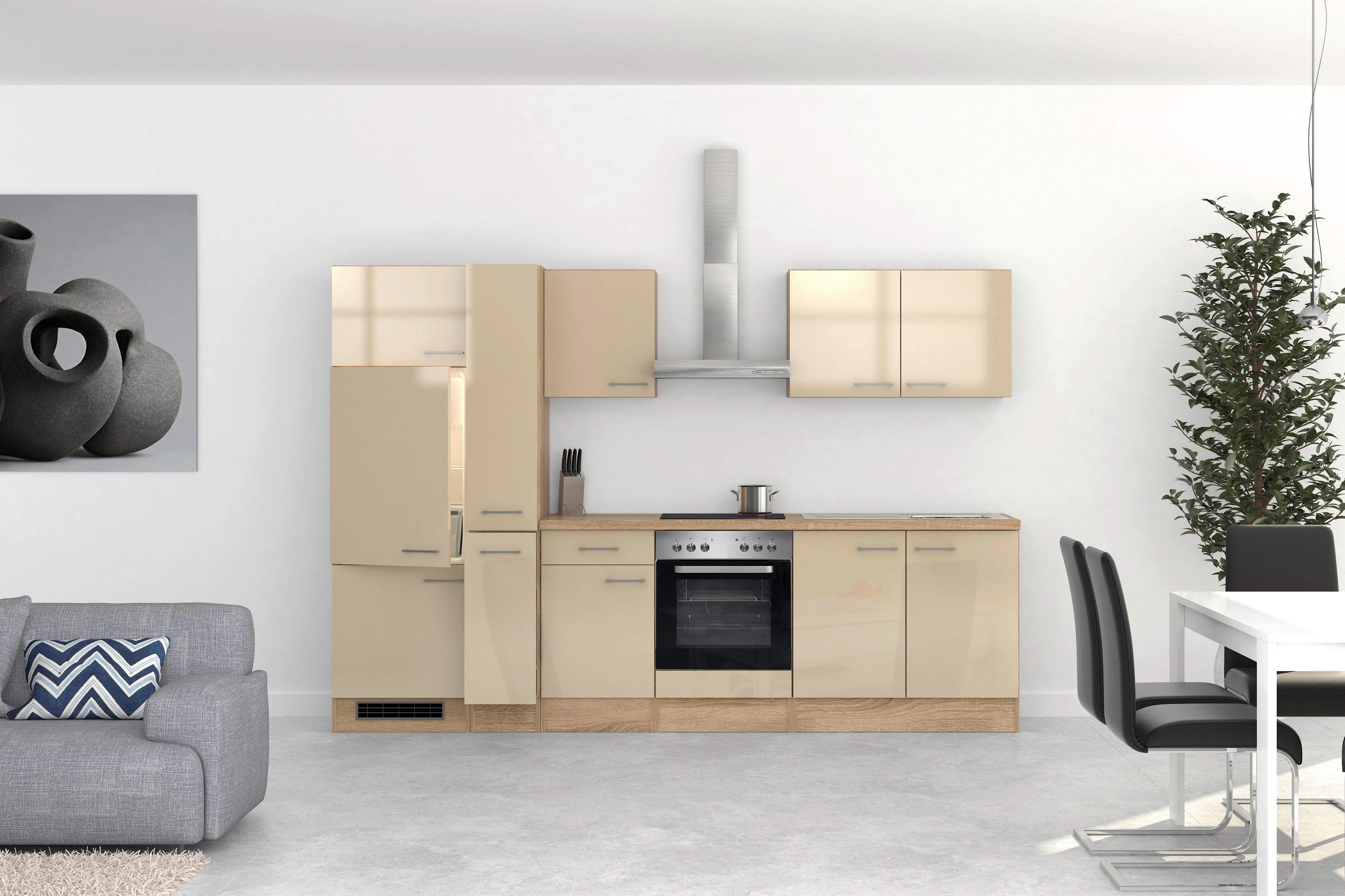 Kuhinjski Blok Z Aparati Nepal, Kašmir, Barva Hrasta - barve nerjavečega jekla/kašmir, Moderno, kovina/leseni material (300cm) - FlexWell